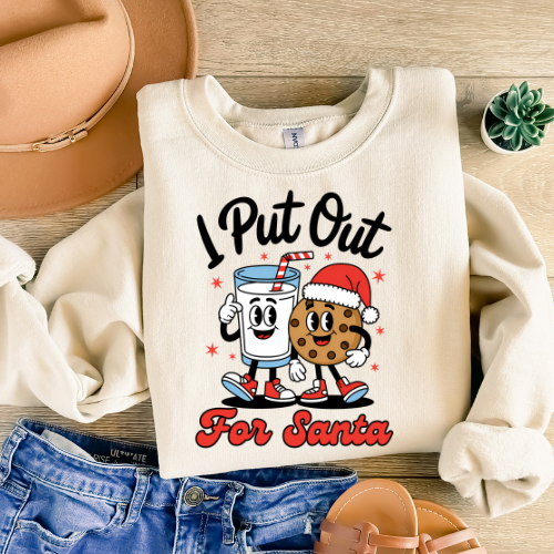 Christmas Sweatshirt, Cute Holiday Crewneck, Funny Gift for Him/Her, Cozy Winter Apparel, Santa and Cookie Design