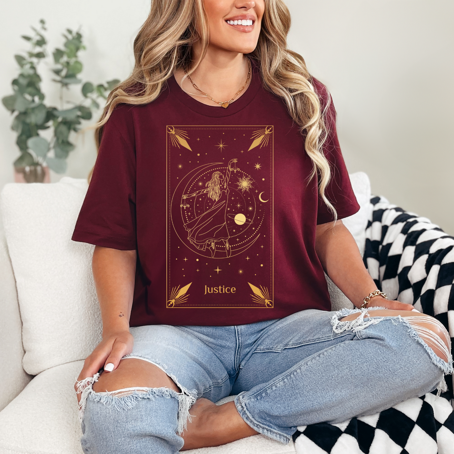 Justice Tarot Card Shirt, Justice Tarot Card Tee, Tarot Card Shirt, Celestial Shirt, Mystical Shirt, Spiritual Shirt, Witchy Shirt