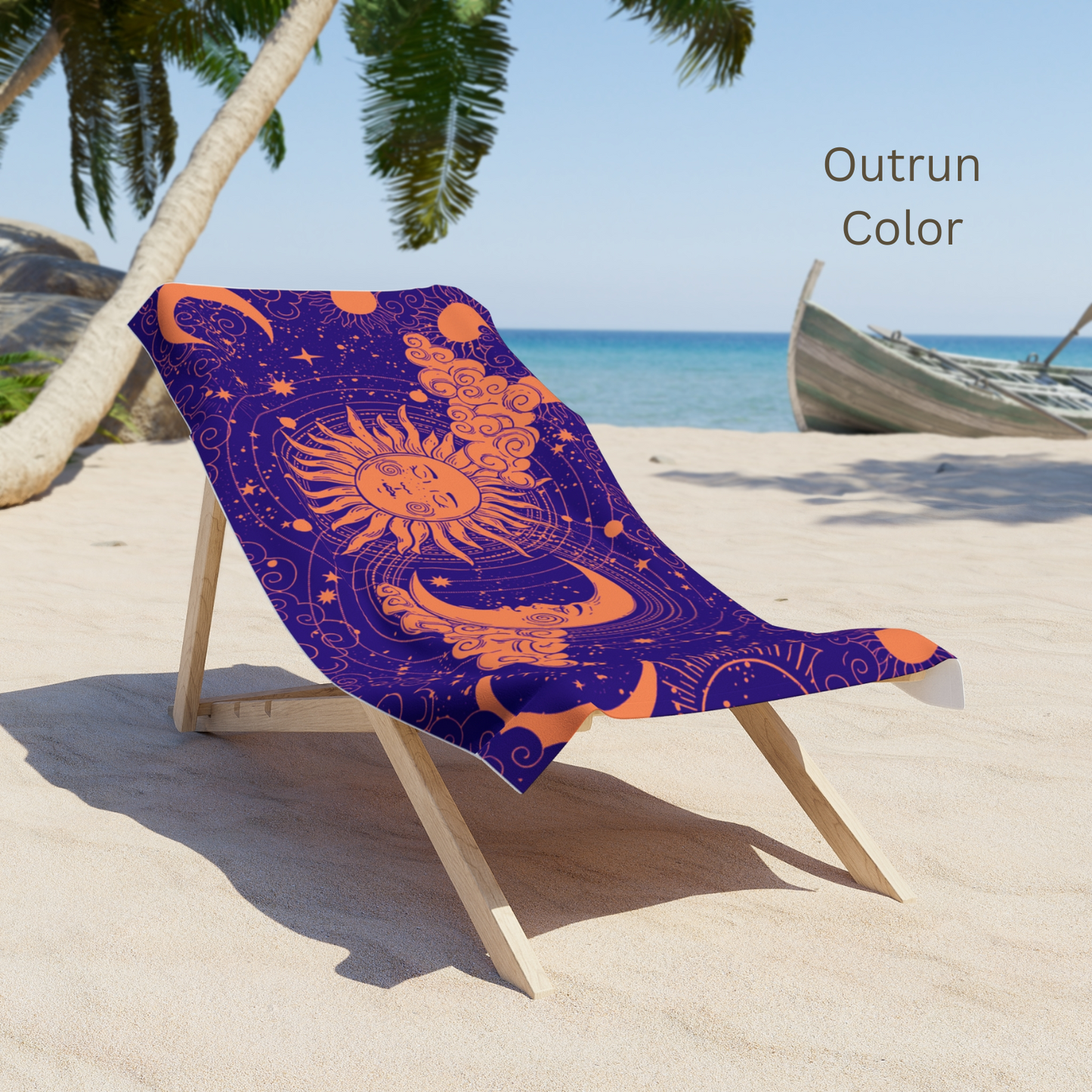 Celestial Sun & Moon Beach Towel — Vintage Astrological Star Design