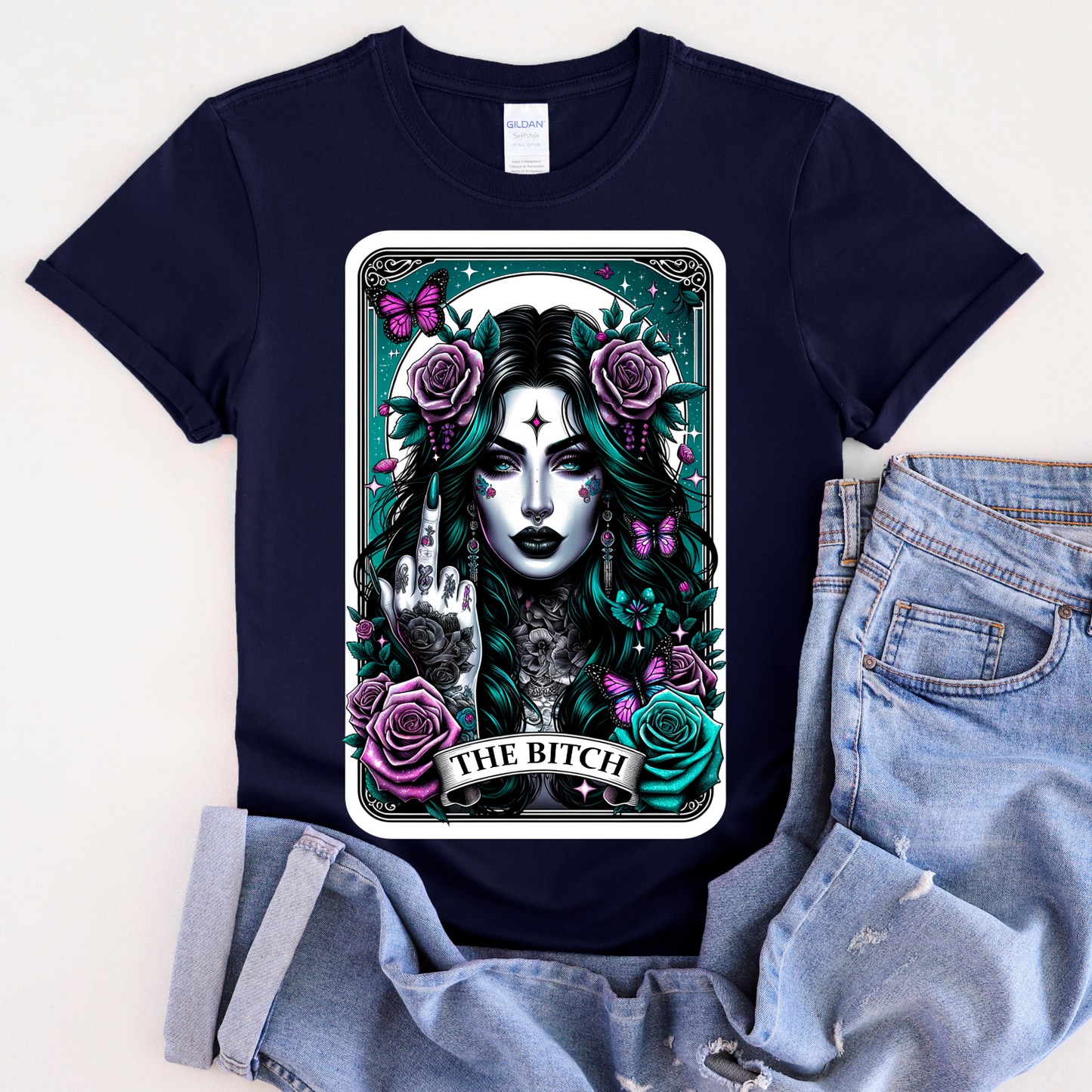 The Bitch Graphic Tee - The Bitch Tarot Card Shirt, Sarcastic Shirt, Tarot Card Shirt, Gift For Her, Trendy Shirt, Tarot Lover Gift, Funny Skull Shirt, Witch Shirt