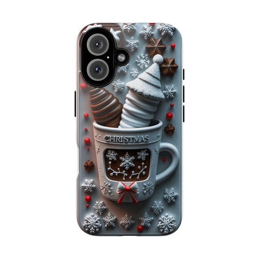 Christmas Coffee Mug Case, Holiday Phone Cover, Festive Accessory, Cute Winter Design, Gift for Coffee Lovers