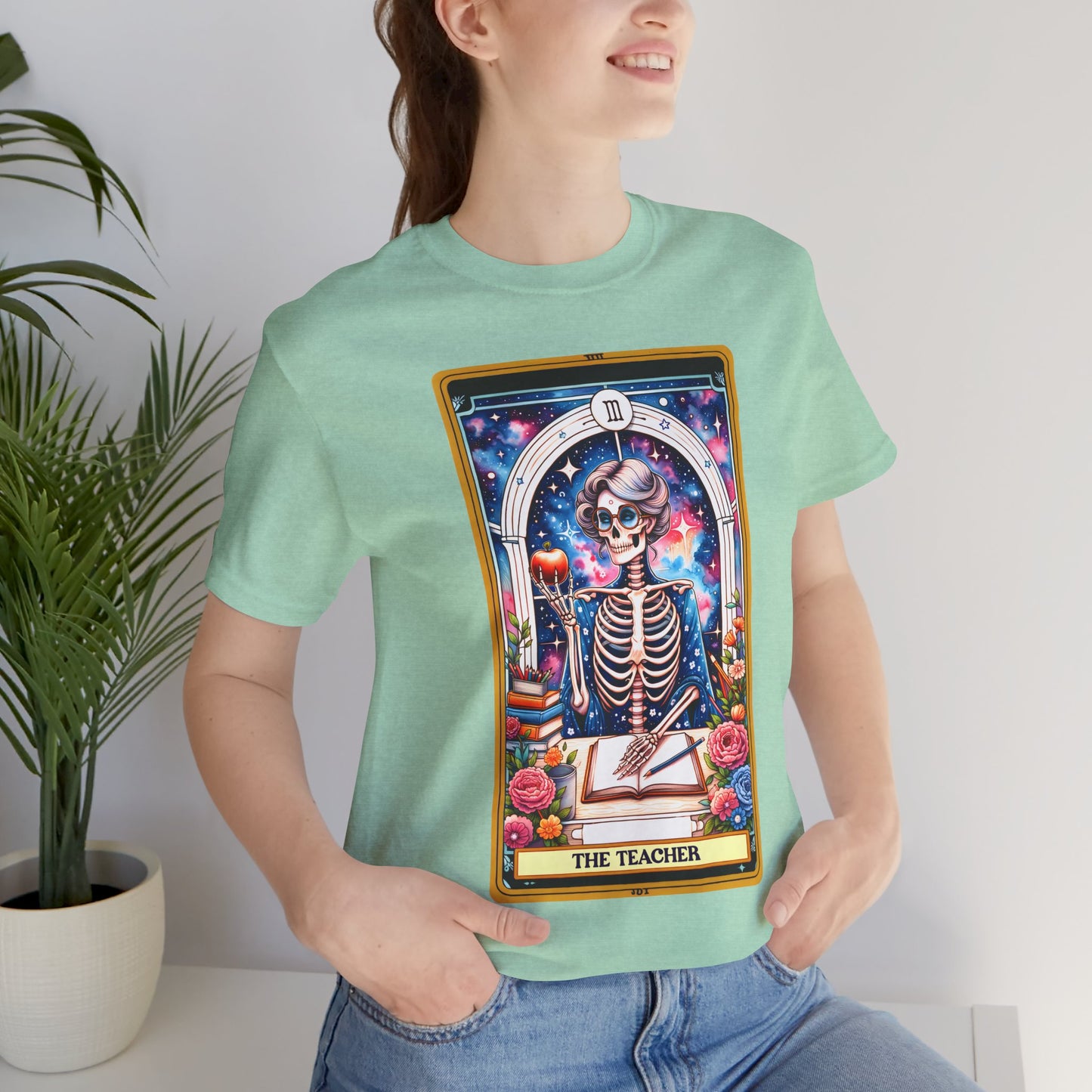 The Teacher Skeleton Graphic Tee -The Teacher Tarot Card T-Shirt, Funny Teacher Sweatshirt, Tarot Card Hoodie, Back to School Shirt For Teacher, Skeleton Teacher,Teacher Life