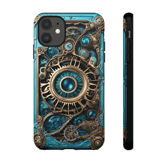 Steampunk Phone Case - Tough Cases with Gears and Blue Accents, 3D Steam Punk  Phone Case for iPhone, Samsung, and Google Pixel