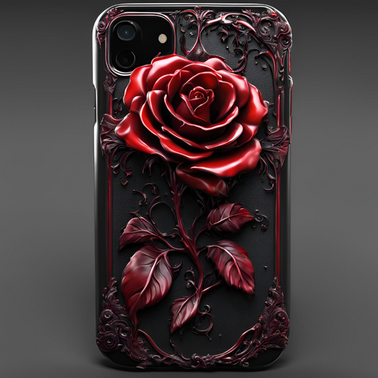 Elegant Rose Phone Case - Tough Cases for Floral Lovers, Gothic Blood Dripping Red Rose Phone Case, for iPhone, Samsung, and Google Pixel