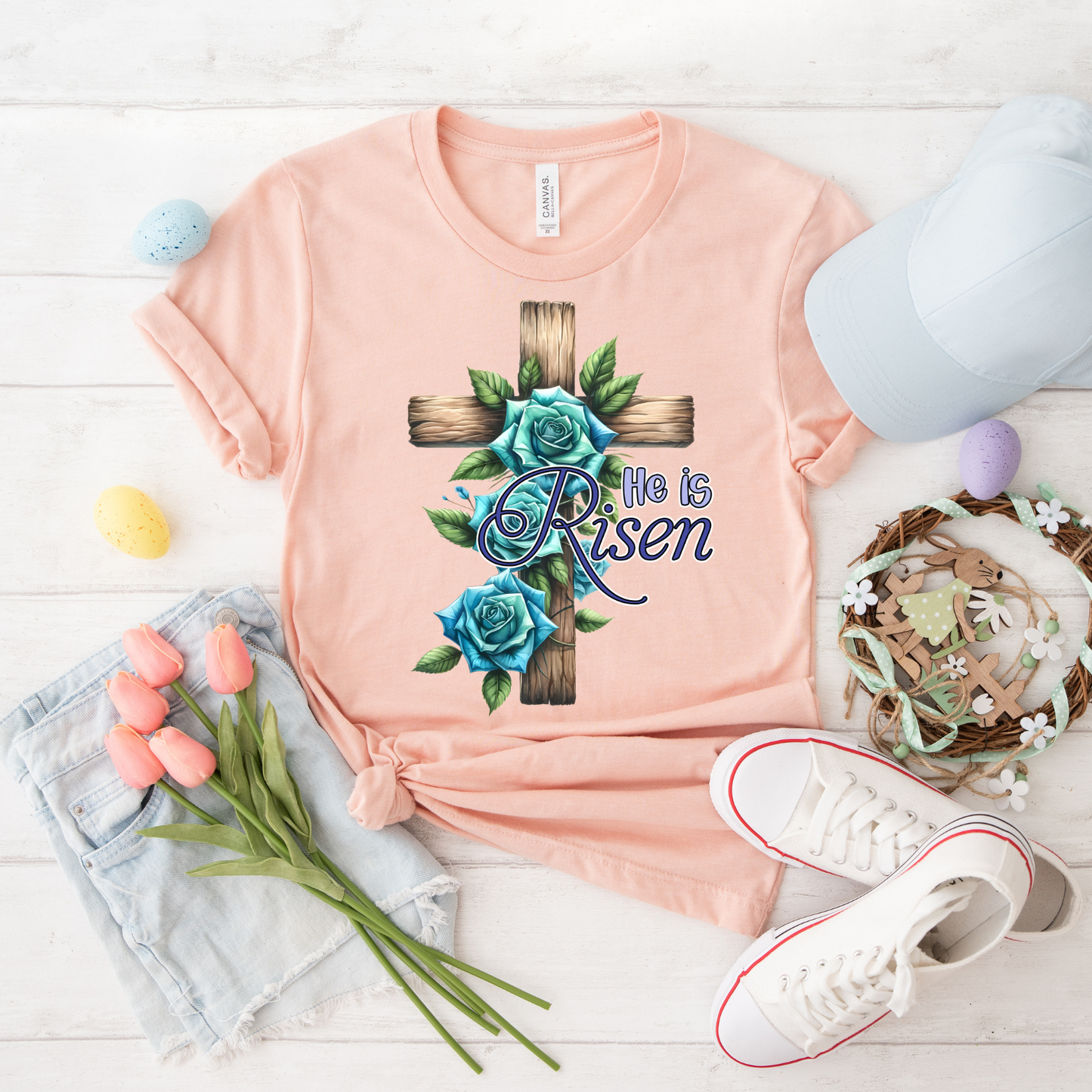Faith-Inspired Unisex T-Shirt, Christian Apparel, Easter Gift, Rose Design Tee, Inspirational Top, Casual Wear, Gender-Neutral Shirt