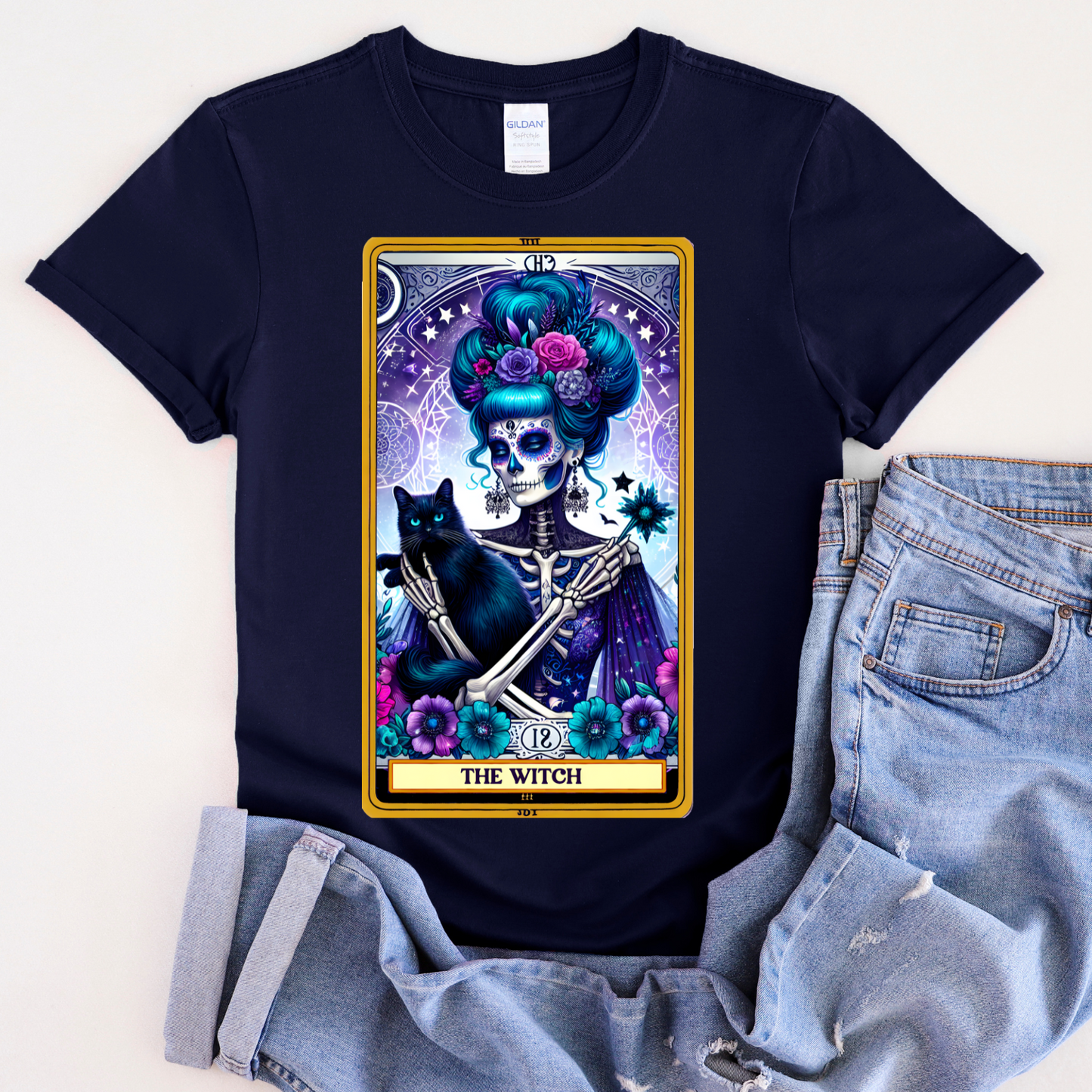 The Witch Unisex Jersey Tee – Enchanting Gothic Style Shirt for Witches and Magic Lovers, The Witch Tarot Card Shirt, Witch Halloween Shirt, Magical Wiccan Pagan Clothes