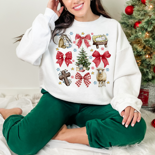 Festive Holiday Sweatshirt with Christmas Motifs, Unisex Sweatshirt, Cozy Xmas Gift, Winter Apparel, Christmas Sweater Outfit