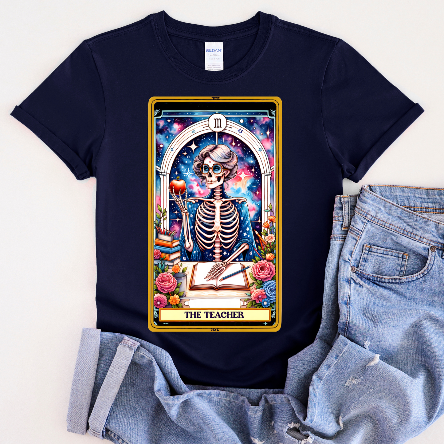 The Teacher Skeleton Graphic Tee -The Teacher Tarot Card T-Shirt, Funny Teacher Sweatshirt, Tarot Card Hoodie, Back to School Shirt For Teacher, Skeleton Teacher,Teacher Life