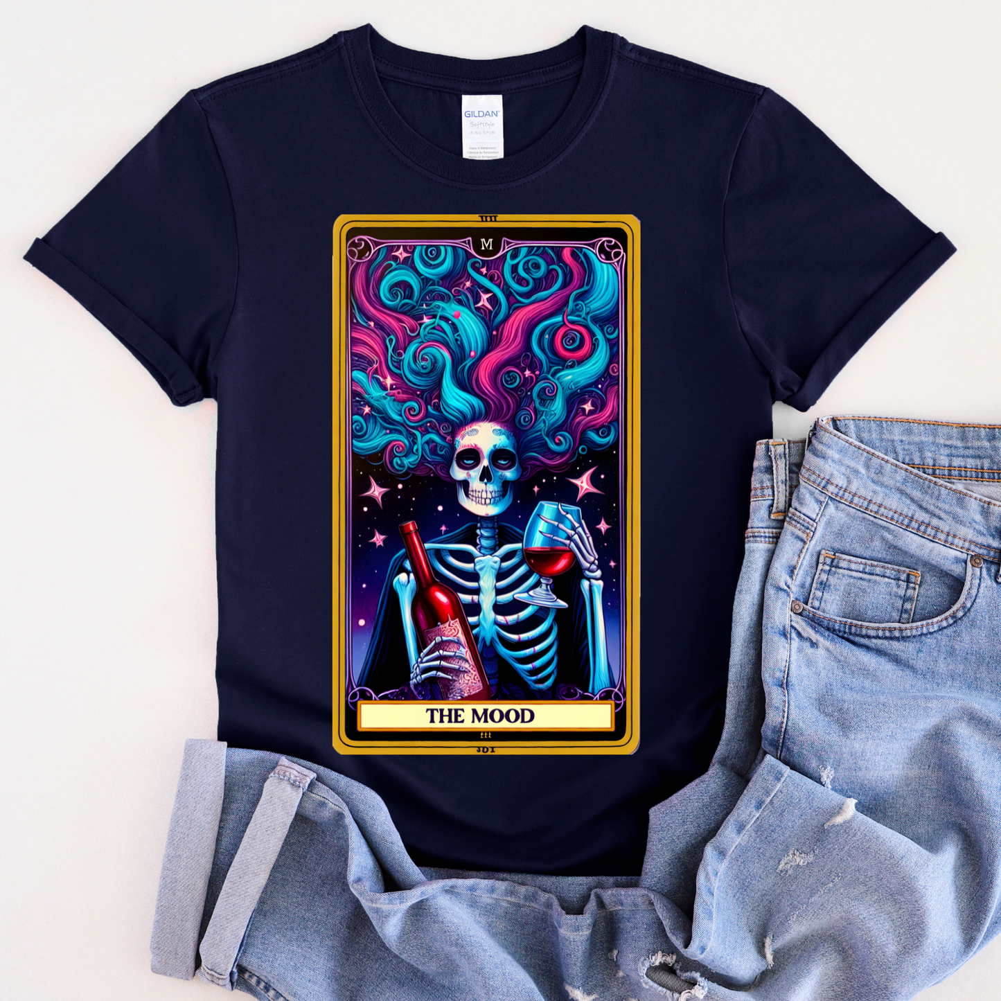 The Mood Skeleton Graphic Tee -The Mood Tarot Card Shirt, The Mood Tarot Card, Mood Tarot Card, Mood Tarot Card Shirt, The Mood Tarot Card Gift, The Mood Tarot Card Tshirt