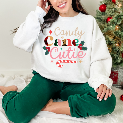 Candy Cane Cutie Sweatshirt, Cozy Winter Apparel, Christmas Gift, Holiday Outfit, Unisex Crewneck