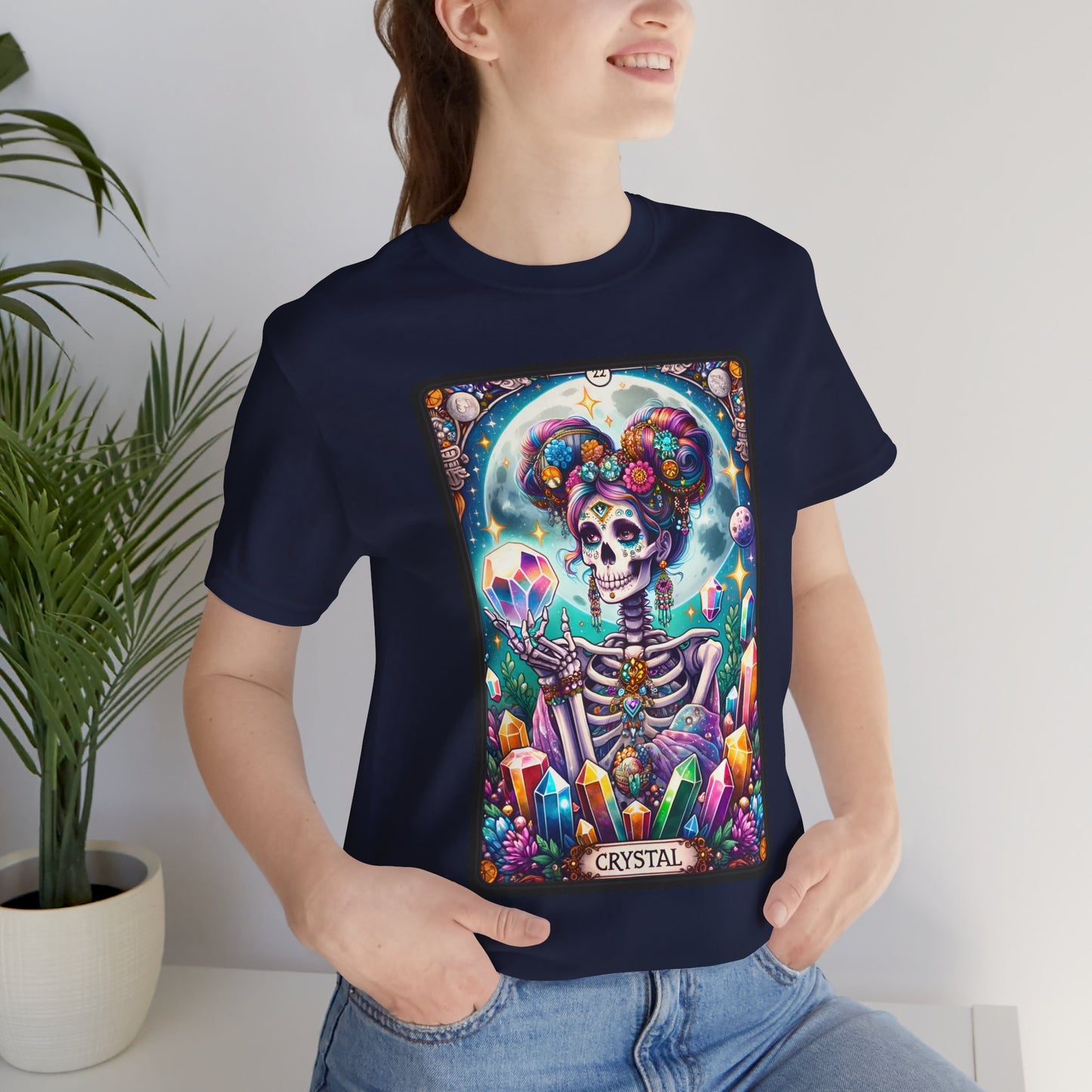 Crystal Skeleton Unisex Jersey Tee - Crystal Tarot Card Shirt, Crystal Shirt, Tarot Card Shirt,