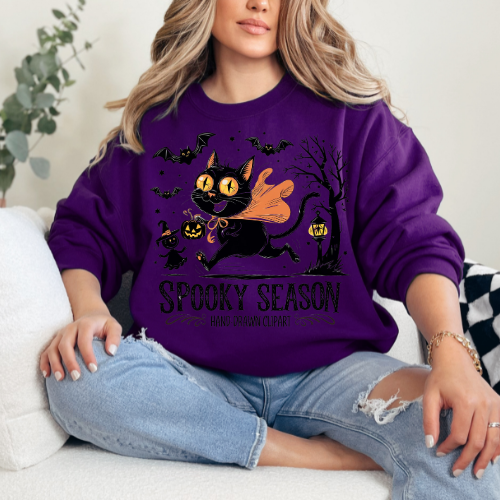 Spooky Season Cat Crewneck Sweatshirt