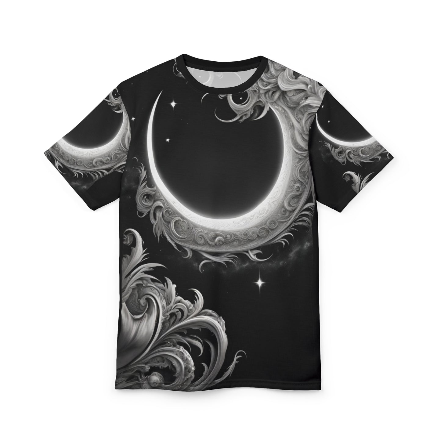 Ethereal Moon Phase Unisex Cut & Sew Tee - Celestial Black Graphic T-Shirt