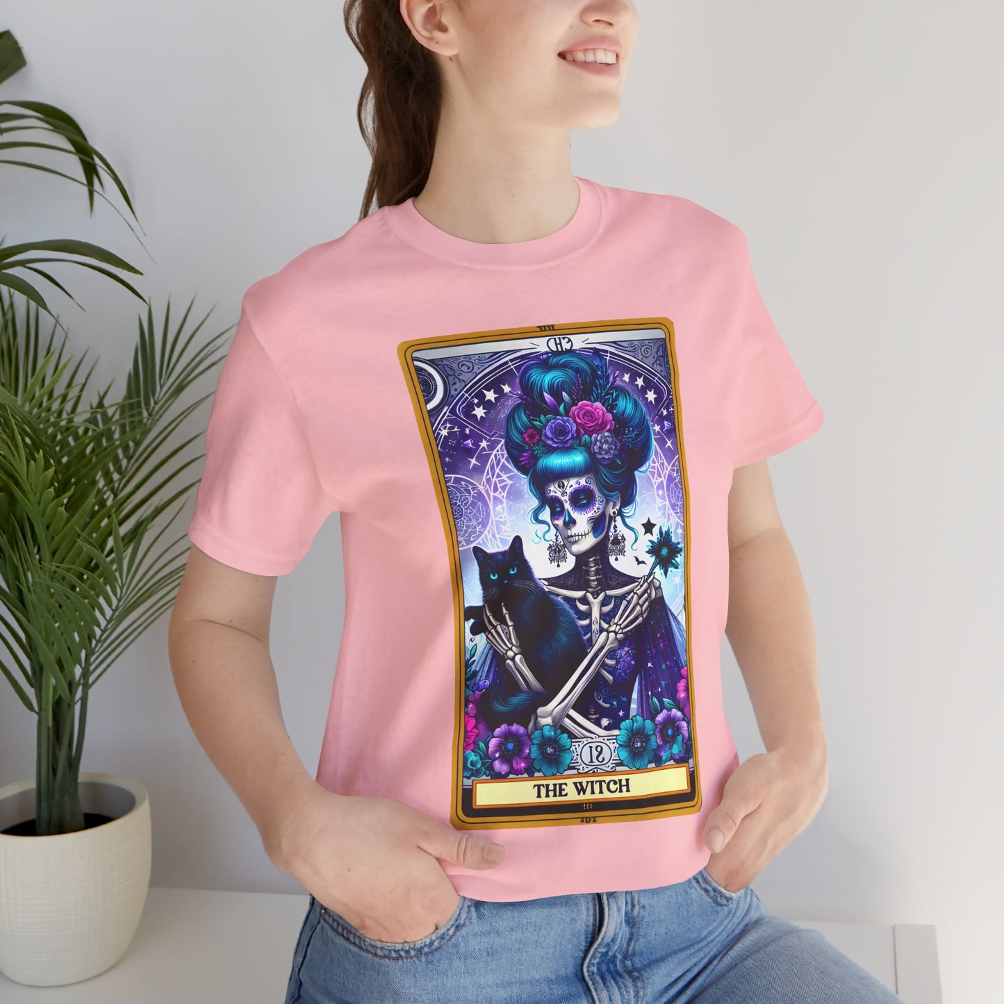 The Witch Unisex Jersey Tee – Enchanting Gothic Style Shirt for Witches and Magic Lovers, The Witch Tarot Card Shirt, Witch Halloween Shirt, Magical Wiccan Pagan Clothes