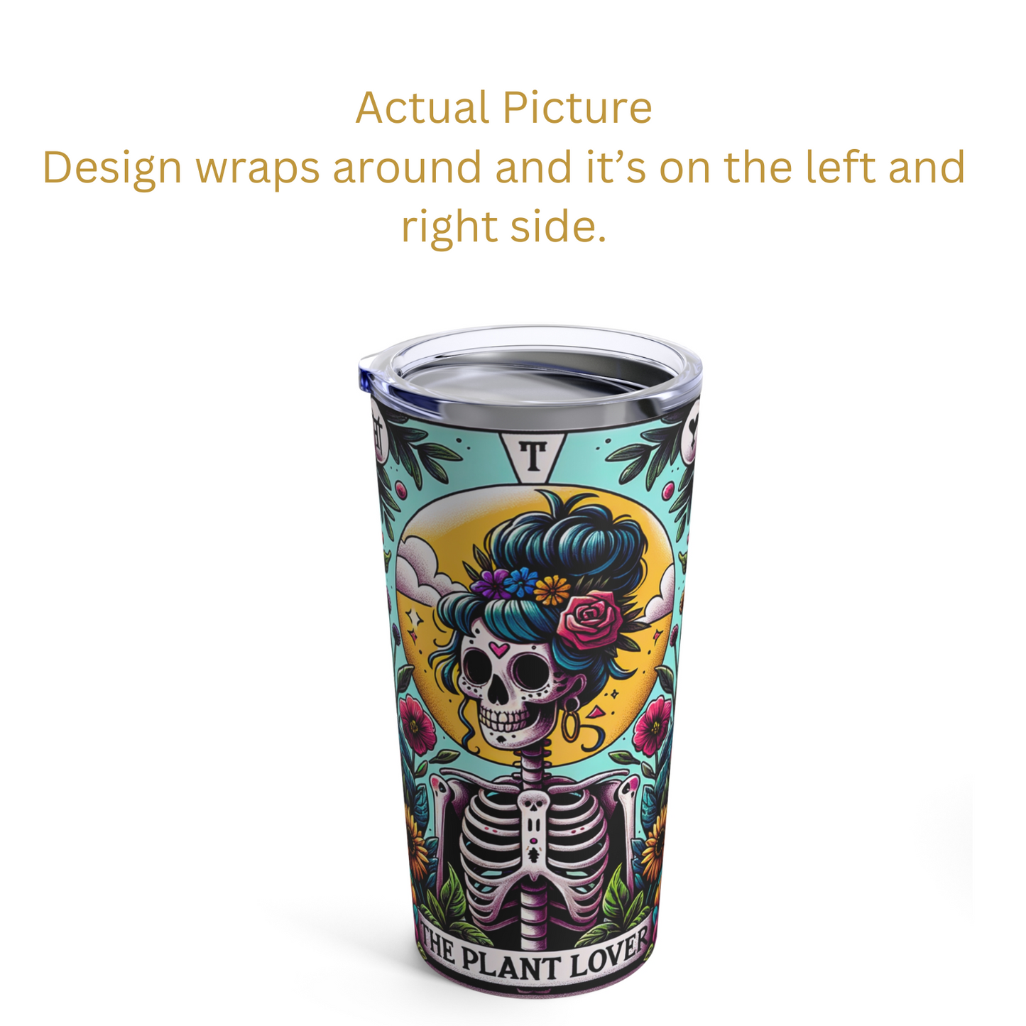 The Plant Lover Tarot Card Tumbler, Occult tarot card tumbler, The Plant Lover Tarot tumbler, coffee  tarot card tumbler