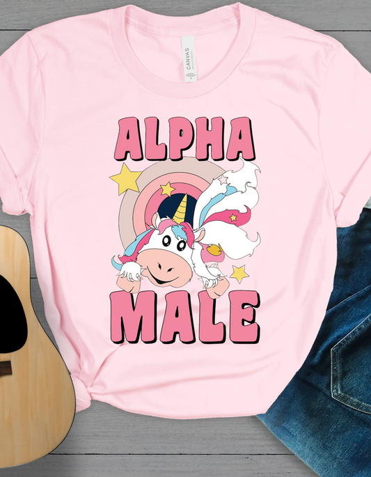 Alpha Male Unicorn T-Shirt, Fun Graphic Tee, Gift for Dad, Birthday Shirt, Quirky Casual Wear