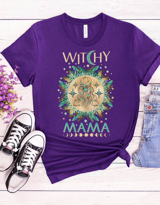 Witchy Mama T-Shirt, Boho Graphic Tee, Gift for New Moms, Eco-Friendly Fashion, Perfect for Halloween