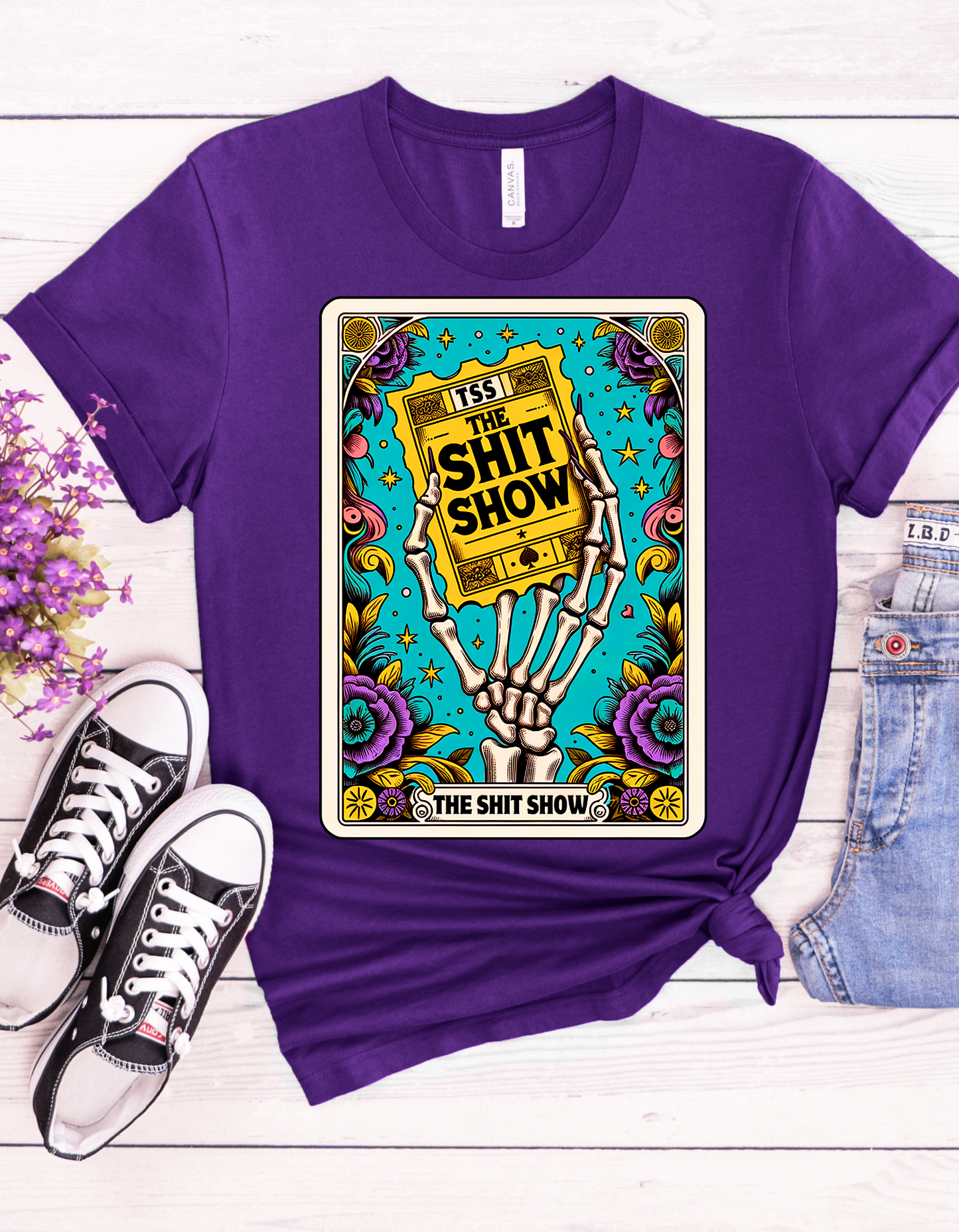 The Shit Show Tarot Card Shirt, Skeleton Tarot Card Shirt, Celestial Shirt, Mystical Shirt