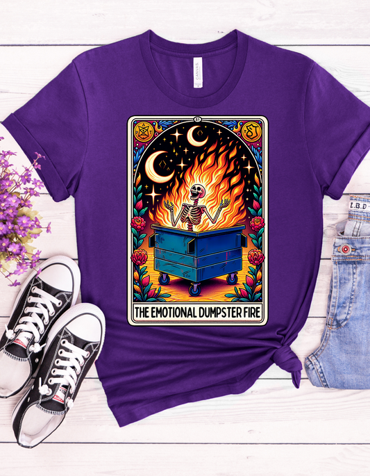 The emotional dumpster fire Tarot Card Shirt, skeleton Tarot Card Tee, The emotional dumpster skeleton Tarot Card shirt, Tarot card shirt