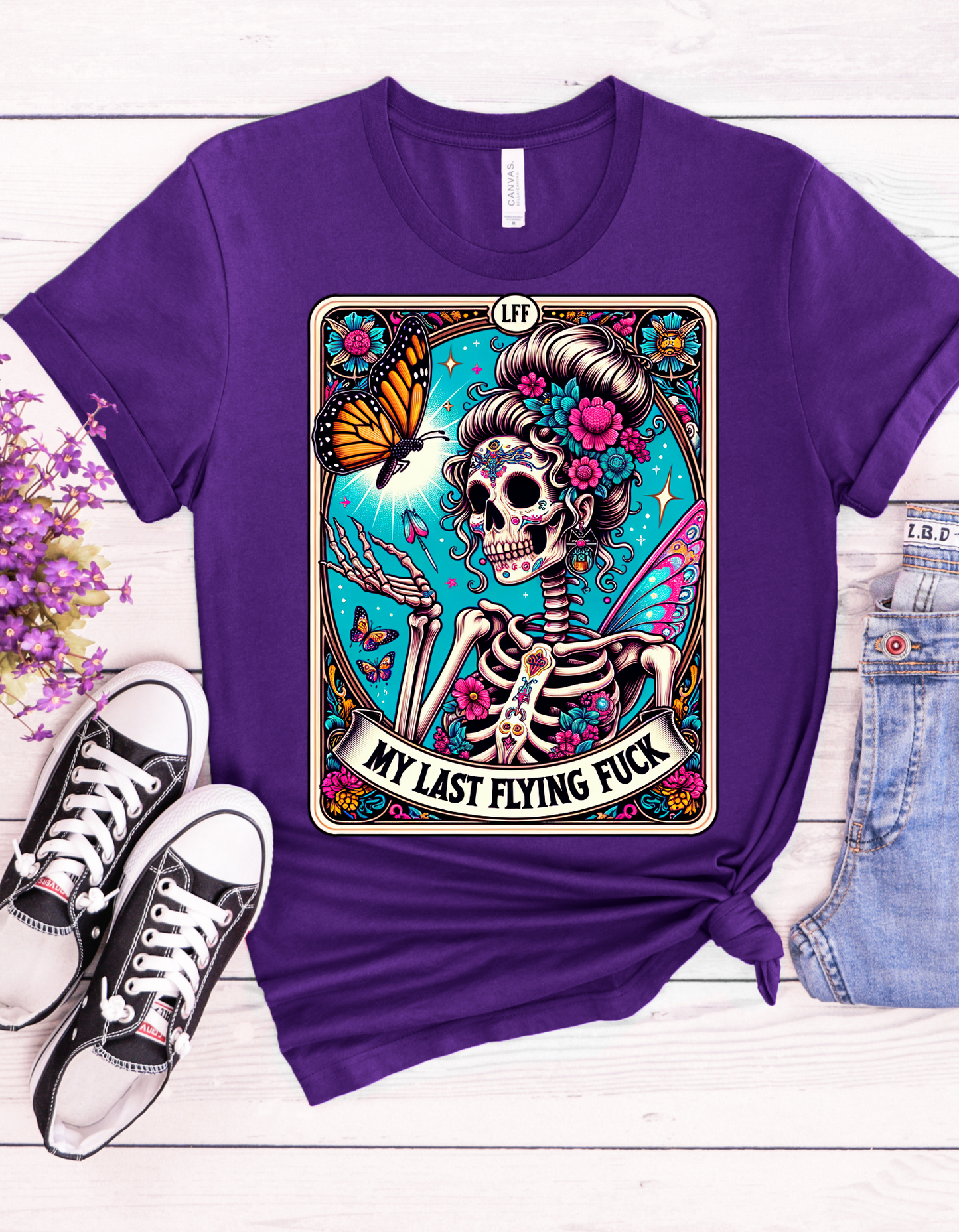 My Last Flying F*ck Tarot Card Shirt, Skeleton Tarot Shirt, Mystical Tarot Shirt,My Last Flying Fuck Funny Tarot Shirt