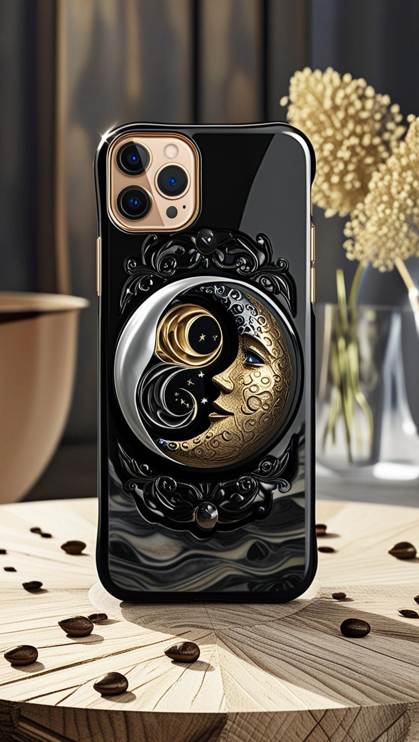 Celestial Yin Yang Phone Case - Tough Cases for Astrology Lovers, Crescent Moon Phone Case for iPhone, Samsung, and Google Pixel