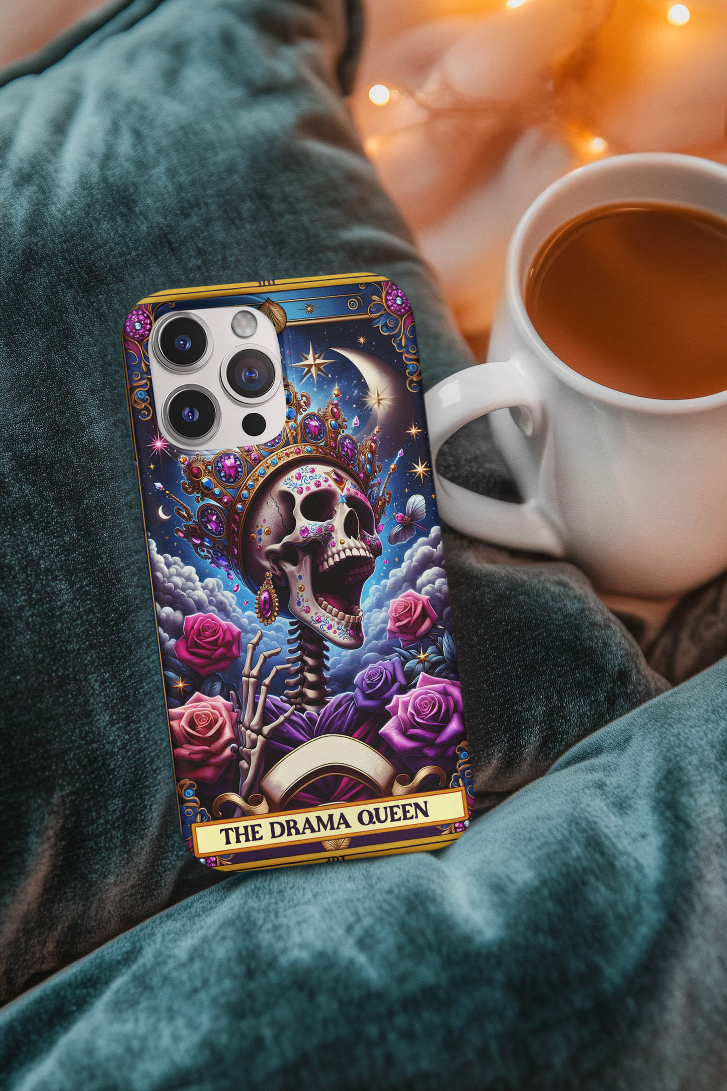 Drama Queen Skull Phone Case - Tough & Stylish Protection, The Drama Queen Tarot Card Phone Case, Celestial Drama Queen Phone Case for iPhone and Samsung