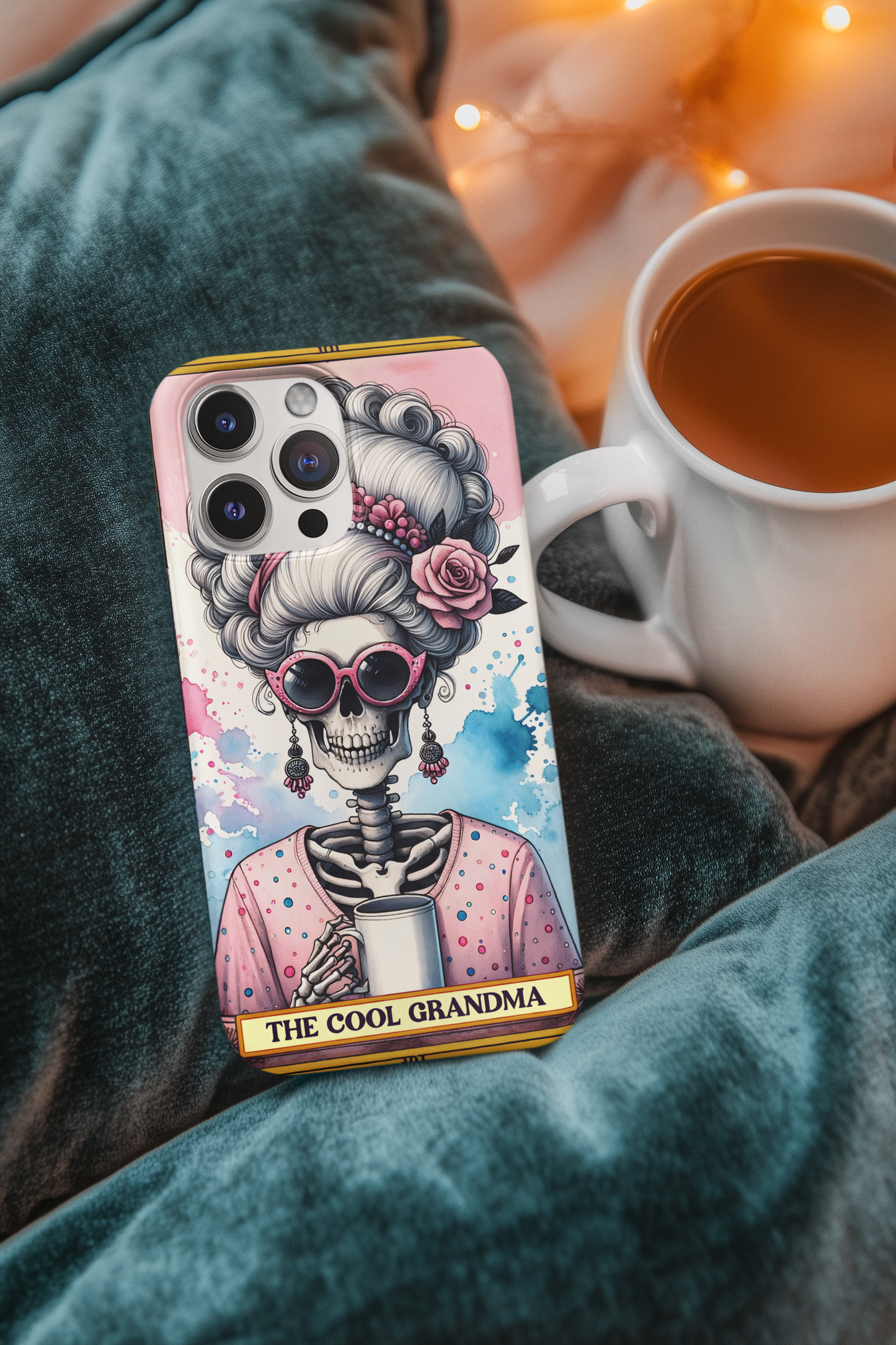 Tough Cases - 'The Cool Grandma' Skull Phone Case – Stylish & Unique Protection, Funny Cool Grandma Phone Case, The Cool Grandma Tarot Card Phone Case for iPhone and Samsung