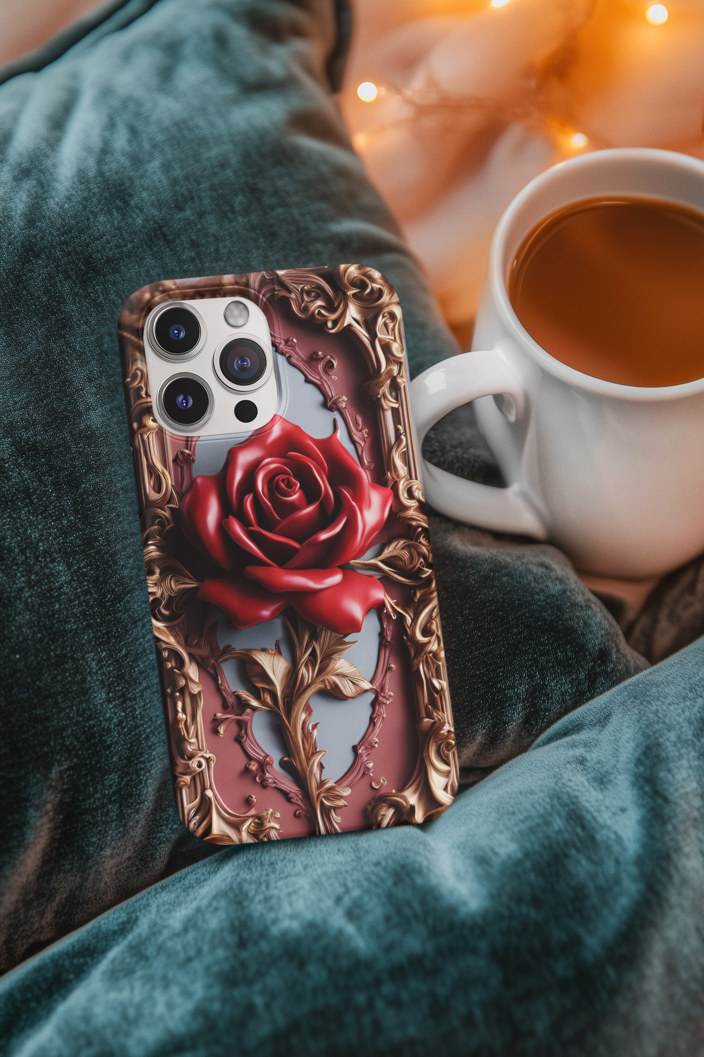 Elegant gothic red rose design tough phone case for iPhone and Samsung, Gothic Victorian Style Phone Case, Goth Red Rose Phone Case