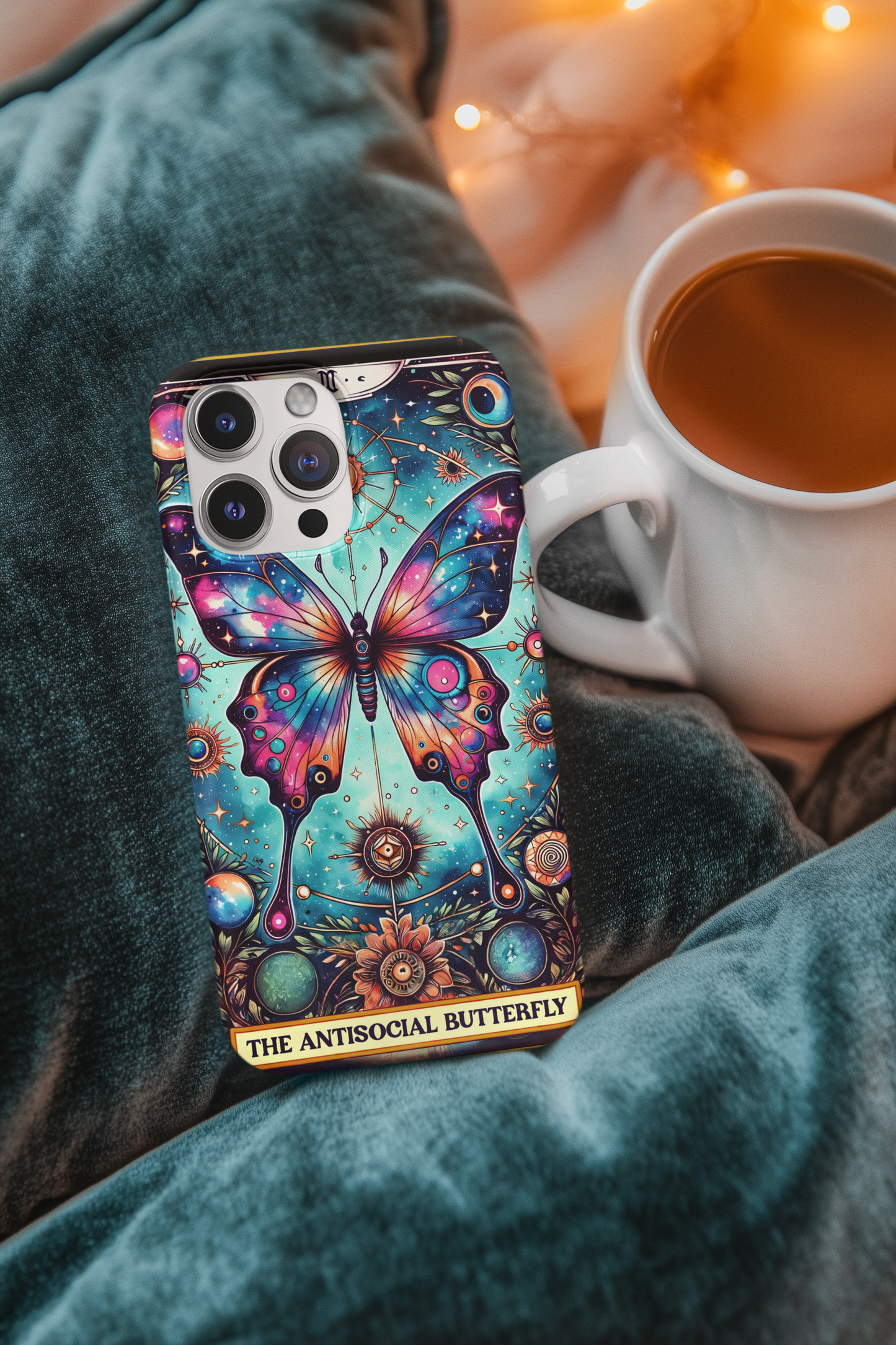 Colorful Butterfly Phone Case , Antisocial Butterfly Tarot Card Phone Case, Cosmic Butterfly Phone Case, Celestial Butterfly Phone Case