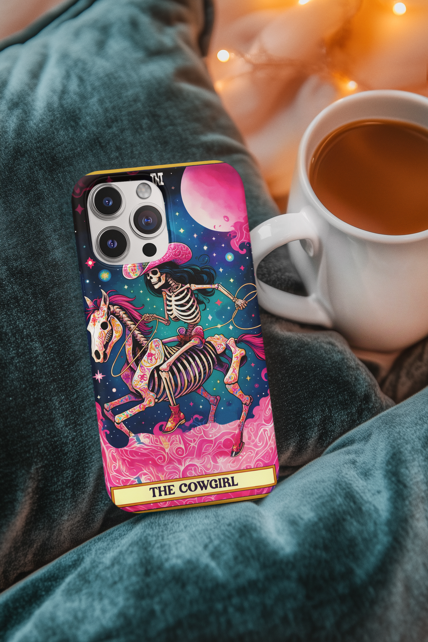 Cowgirl Skeleton Phone Case - Tough Cases for Equestrian Lovers, The Cowgirl Tarot Card Phone Case, Western Cowgirl Phone Case