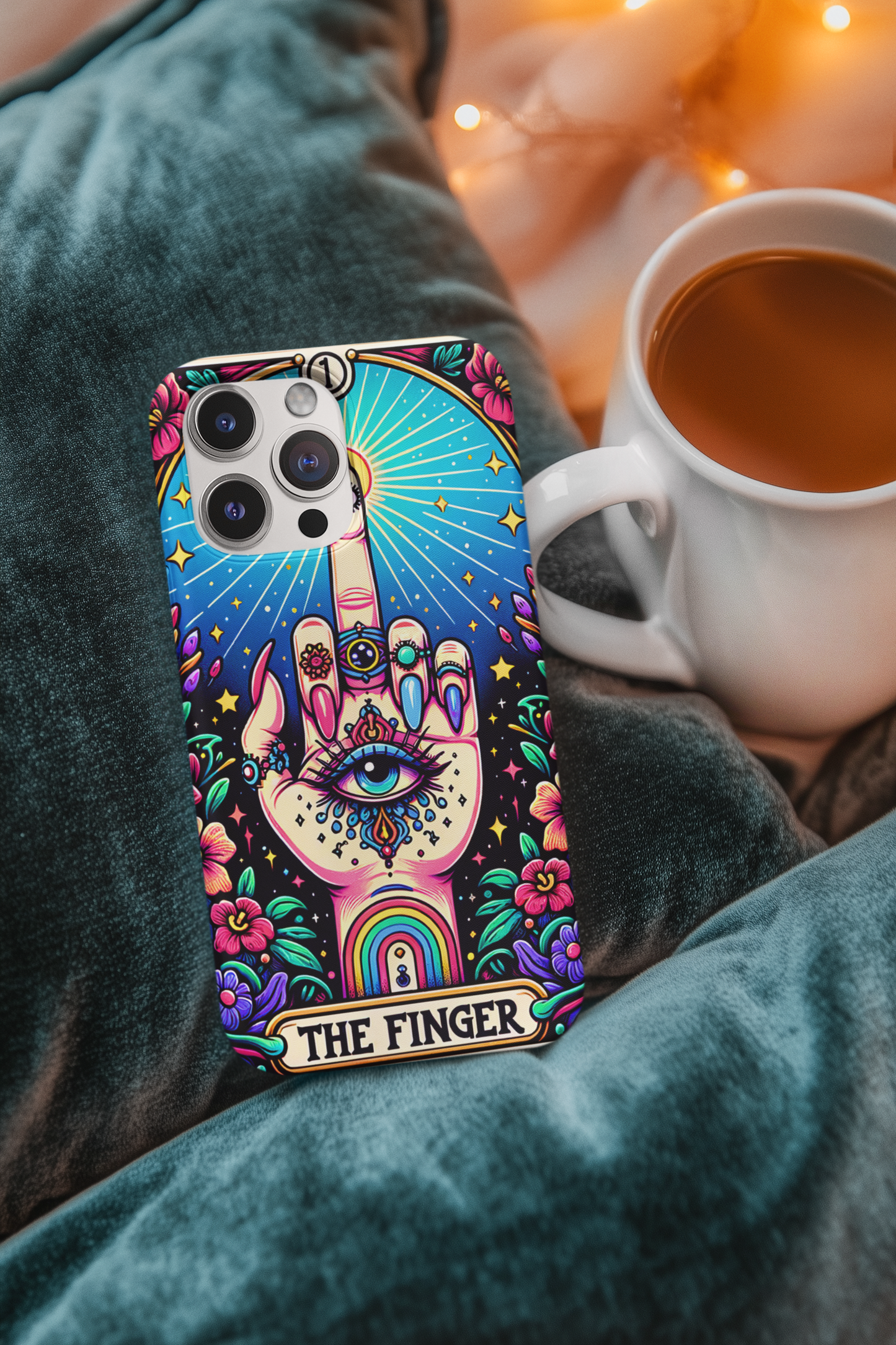 The Finger Tarot Card Phone Case, Middle Finger Phone Case, Celestial Phone Case, Tarot Card Phone Case for iPhone, Samsung, Google Pixel