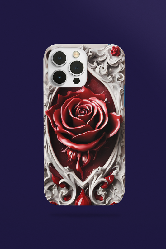 Elegant gothic red rose design tough phone case for iPhone and Samsung, Gothic Victorian Style Phone Case, Goth Red Rose Phone Case