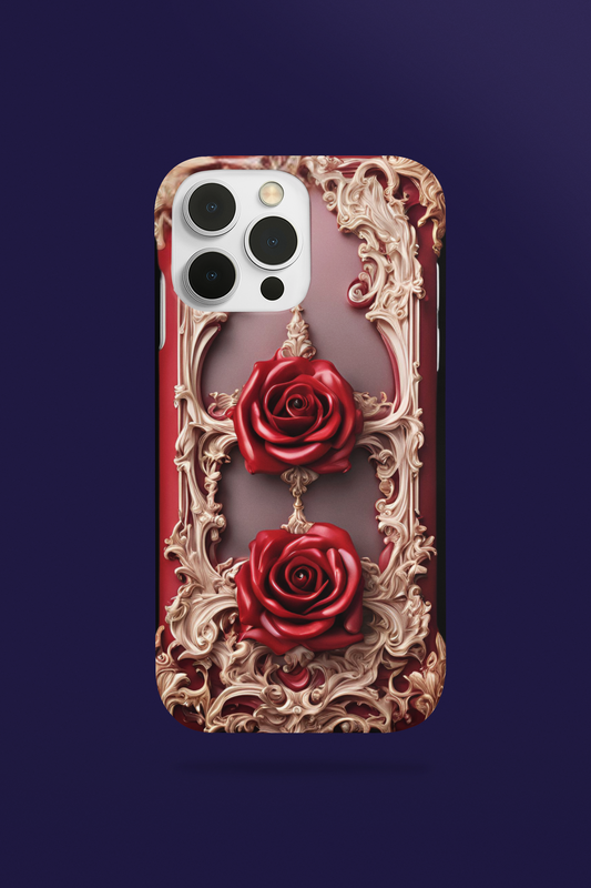 Elegant gothic red rose design tough phone case for iPhone and Samsung, Gothic Victorian Style Phone Case, Goth Red Rose Phone Case