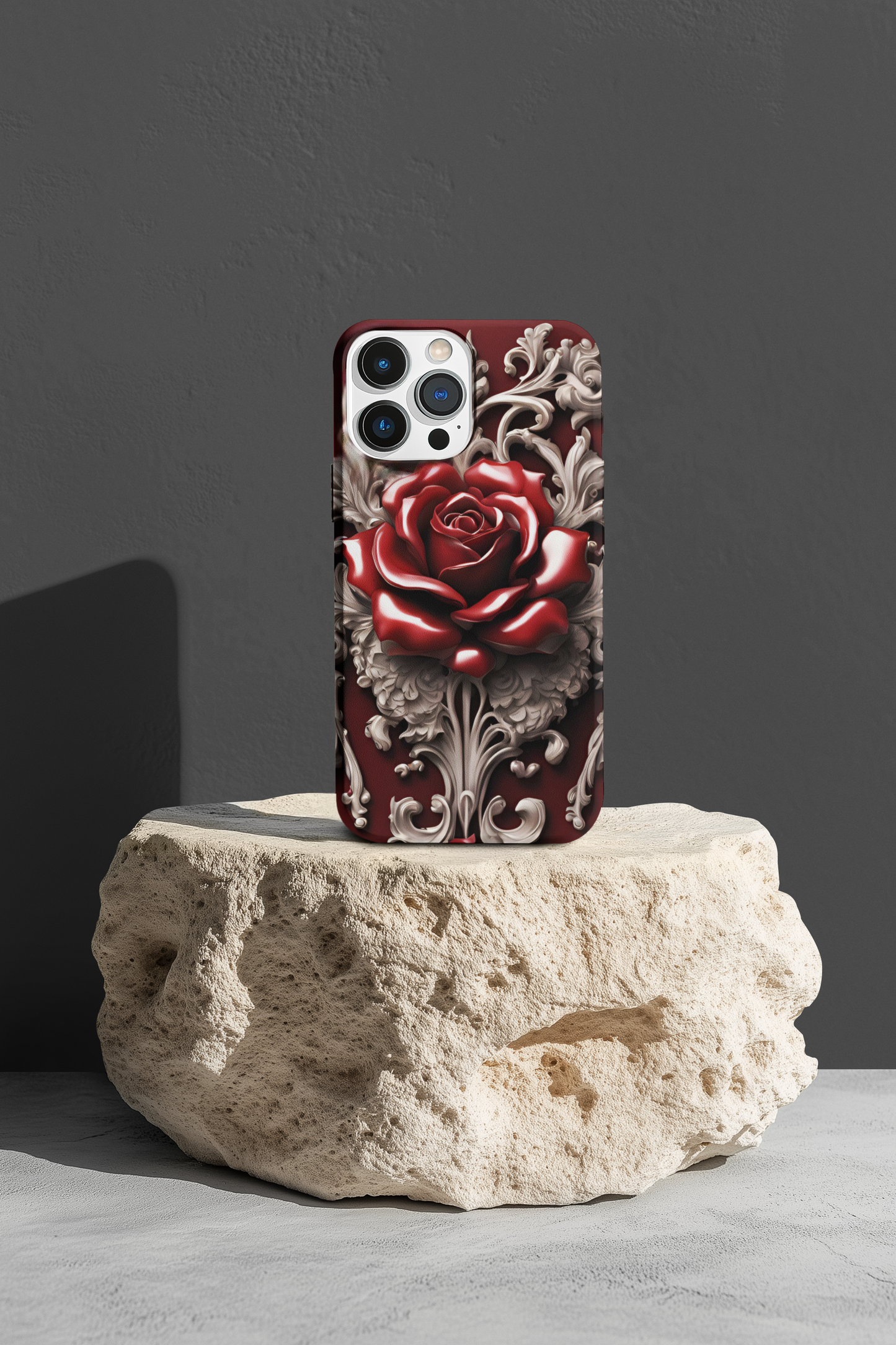 Elegant gothic red rose design tough phone case for iPhone and Samsung, Gothic Victorian Style Phone Case, Goth Red Rose Phone Case