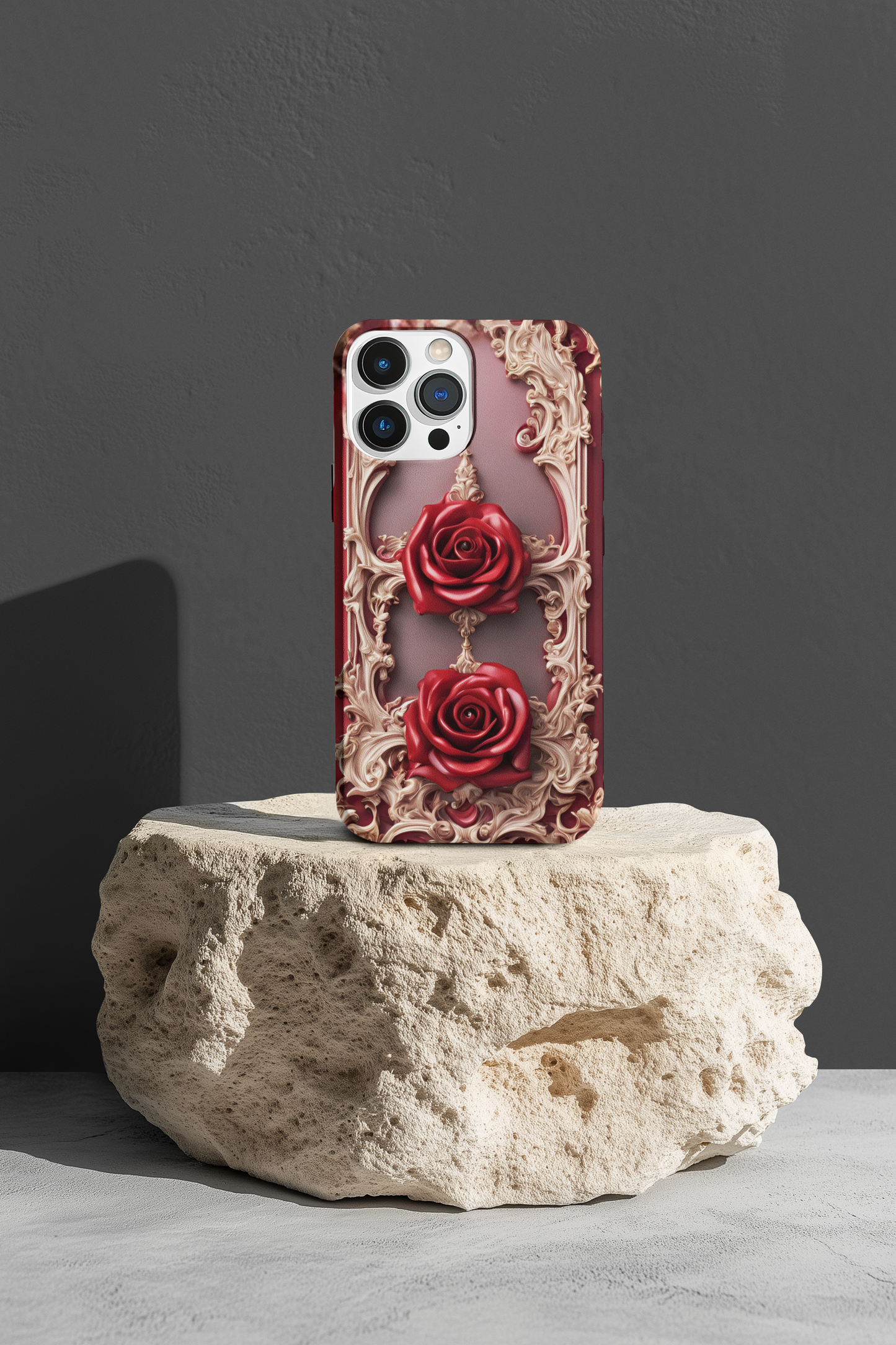 Elegant gothic red rose design tough phone case for iPhone and Samsung, Gothic Victorian Style Phone Case, Goth Red Rose Phone Case