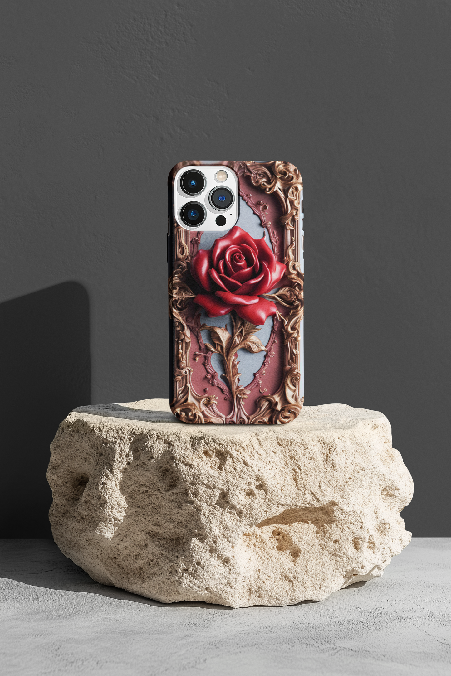 Elegant gothic red rose design tough phone case for iPhone and Samsung, Gothic Victorian Style Phone Case, Goth Red Rose Phone Case