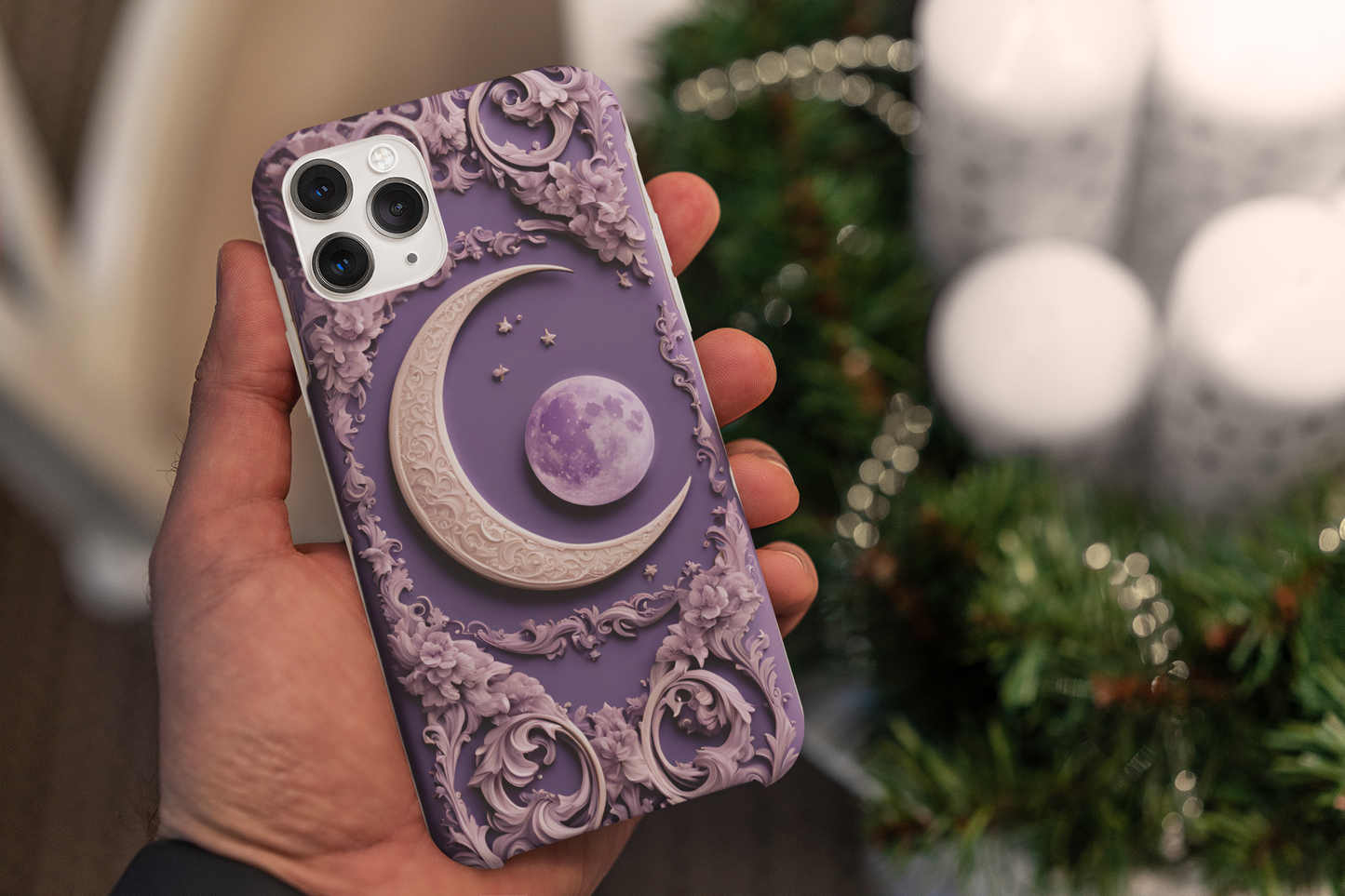 Celestial Moon Phone Case - Elegant Tough Protector with Ornate Design, Crescent Moon Phone Case, Astrology Phone Case, Celestial Phone Case for iPhone and Samsung