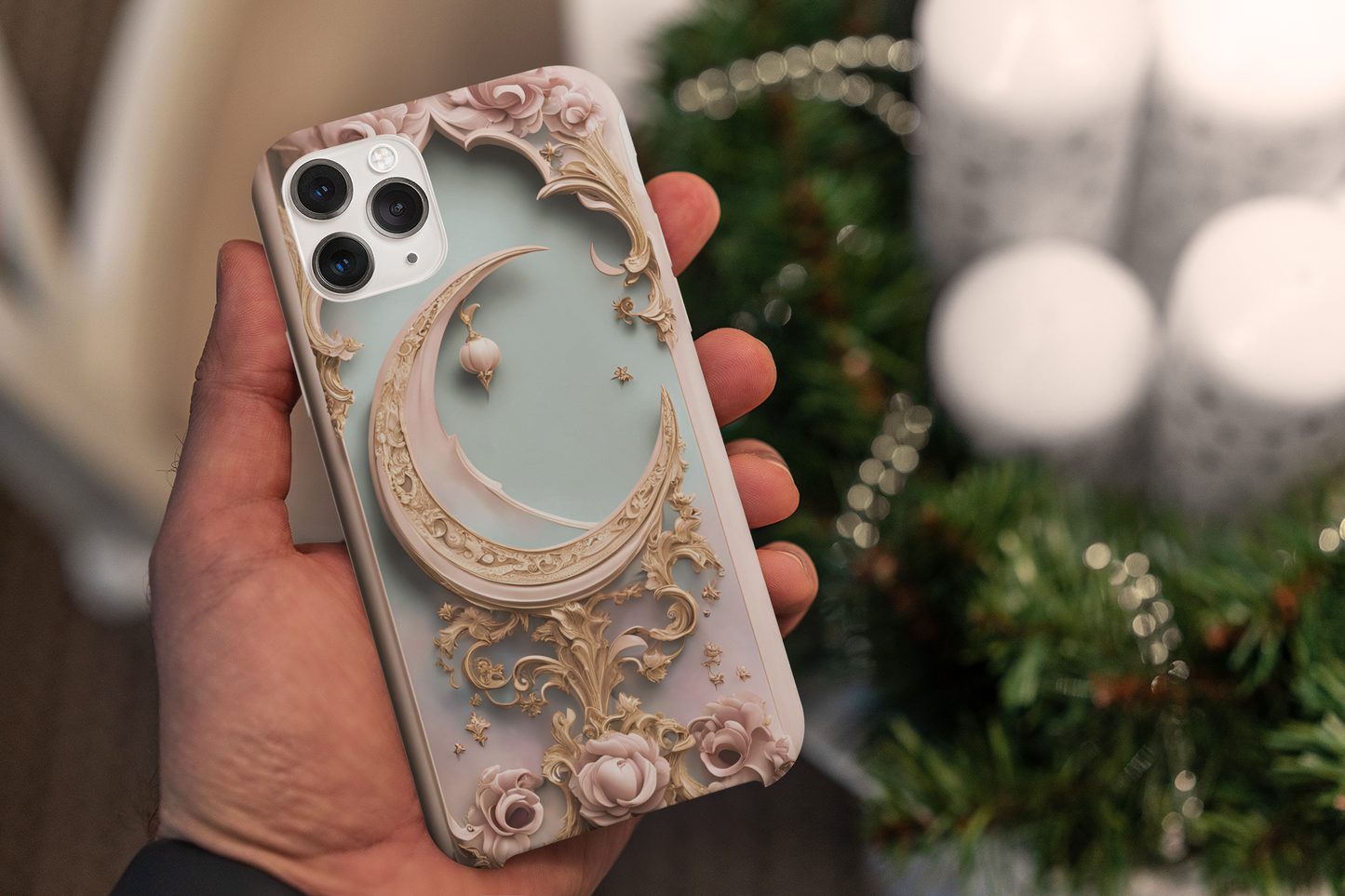 Celestial Moon Phone Case - Elegant Tough Protector with Ornate Design, Crescent Moon Phone Case, Astrology Phone Case, Celestial Phone Case for iPhone and Samsung