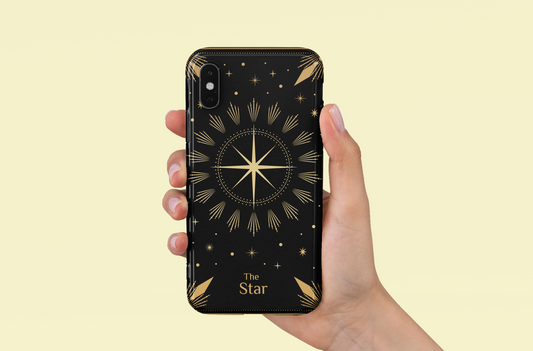 Starry Gold iPhone Tough Case – Celestial Design for Stylish Protection, The Star Tarot Card Phone Case, Celestial Star Phone Case for iPhone and Samsung