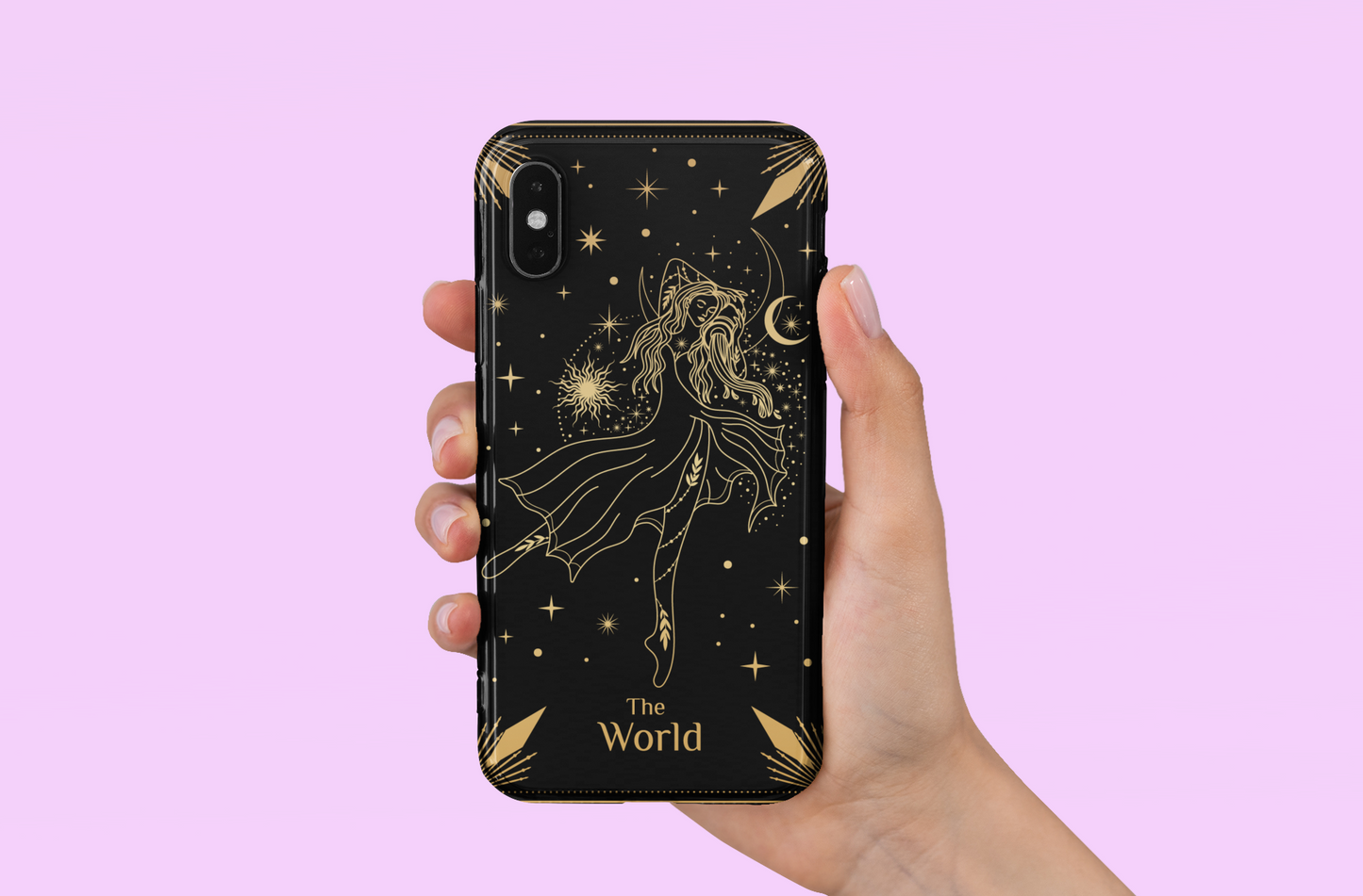 Celestial Girl Phone Case - Tough Cases for Astrology Lovers, The World Tarot Card Phone Case, The World Celestial Phone Case for iPhone and Samsung