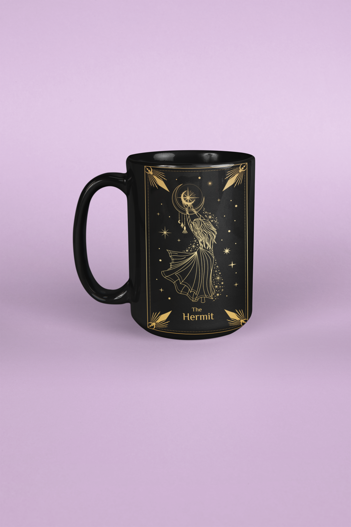 Mystical Tarot Hermit Ceramic Mug - 11oz & 15oz, The Hermit Tarot Card Coffee Mug, Celestial Woman Coffee Mug