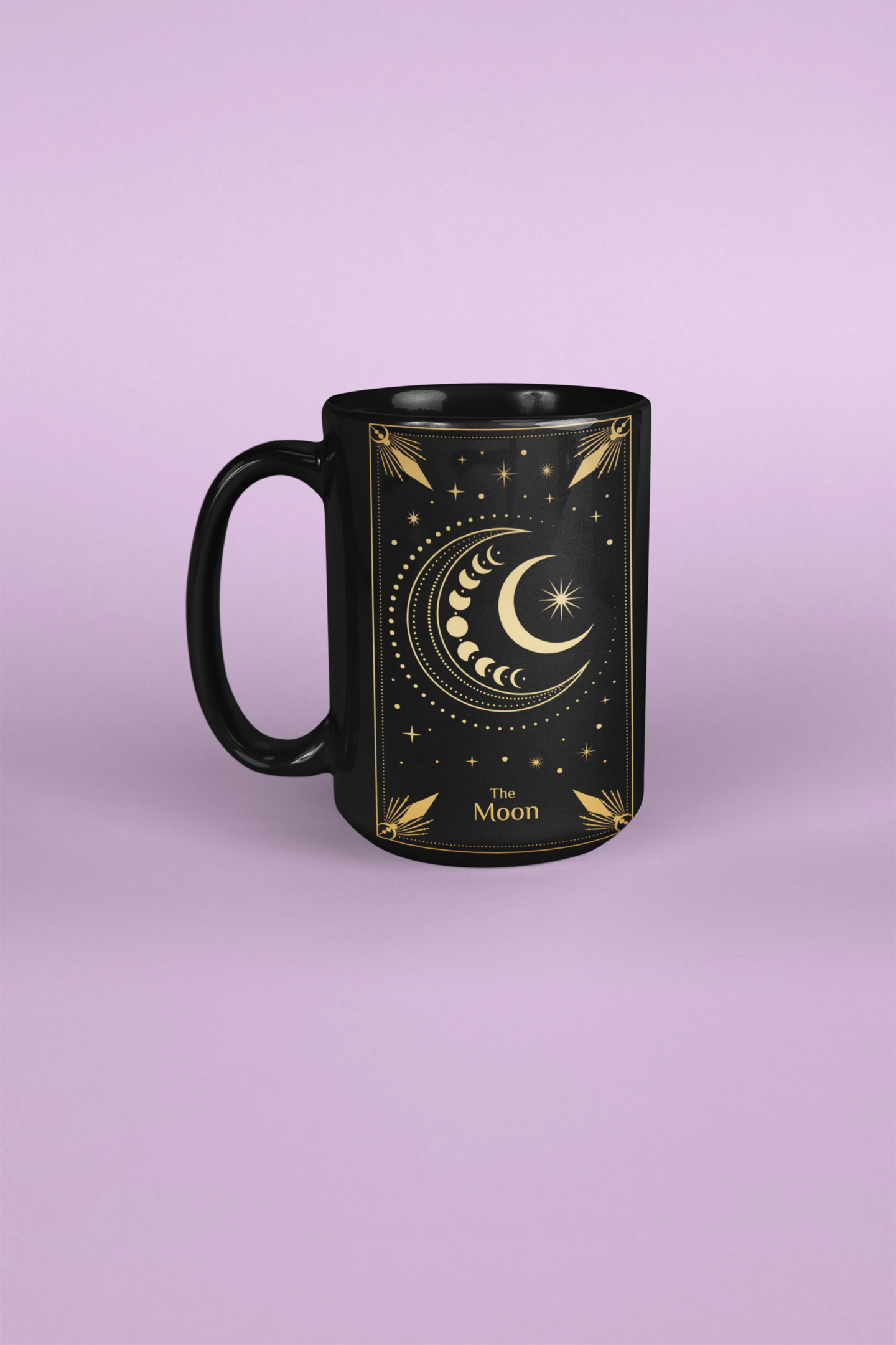 Celestial Moon Ceramic Coffee Mug - 11oz & 15oz, The Moon Tarot Card Coffee Mug, Celestial Crescent Moon Mug