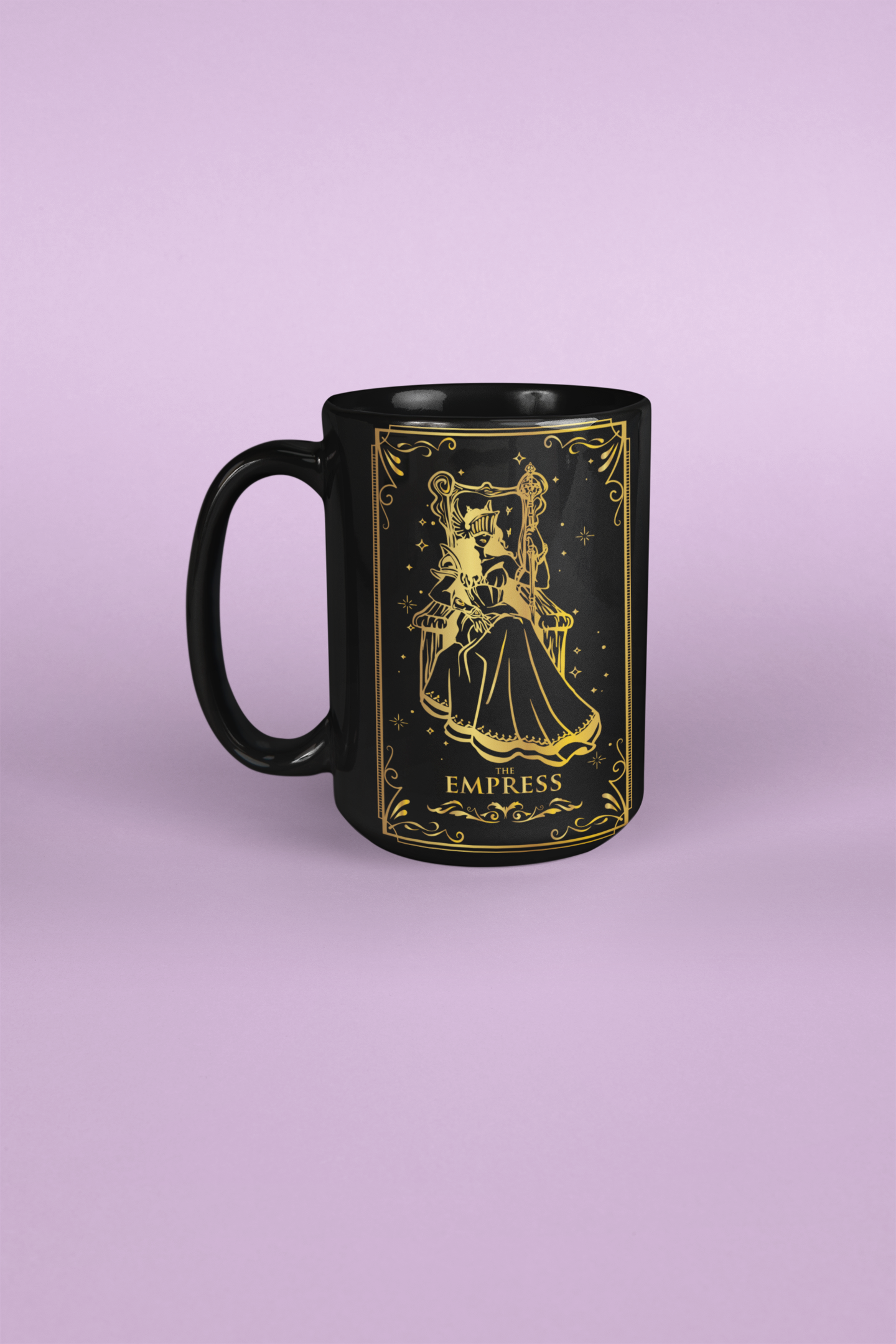 The Empress Black Ceramic Mug - 11oz & 15oz Options | Unique Gift for Tea & Coffee Lovers, The Empress Tarot Card Coffee Mug, Witchy Coffee Mug, The Empress Mug