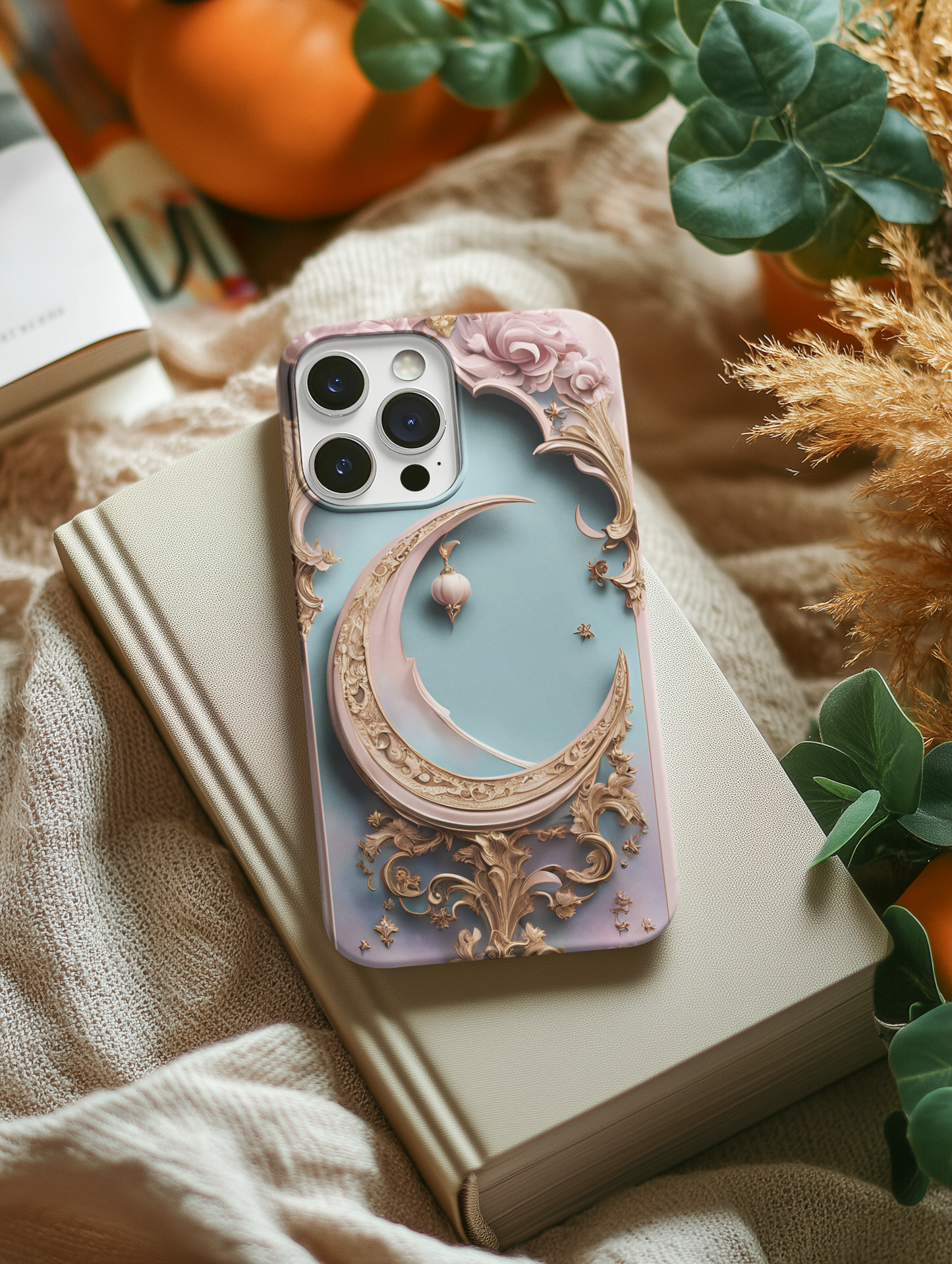 Celestial Moon Phone Case - Elegant Tough Protector with Ornate Design, Crescent Moon Phone Case, Astrology Phone Case, Celestial Phone Case for iPhone and Samsung