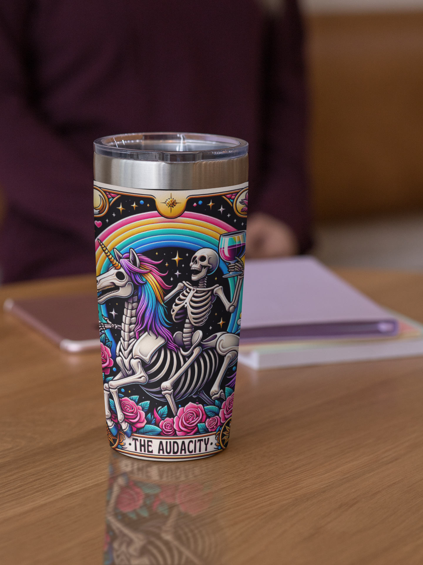 The Audacity Tarot Card Tumbler, Occult coffee tarot card tumbler, The Audacity Tarot tumbler, coffee caffeine tarot card tumbler