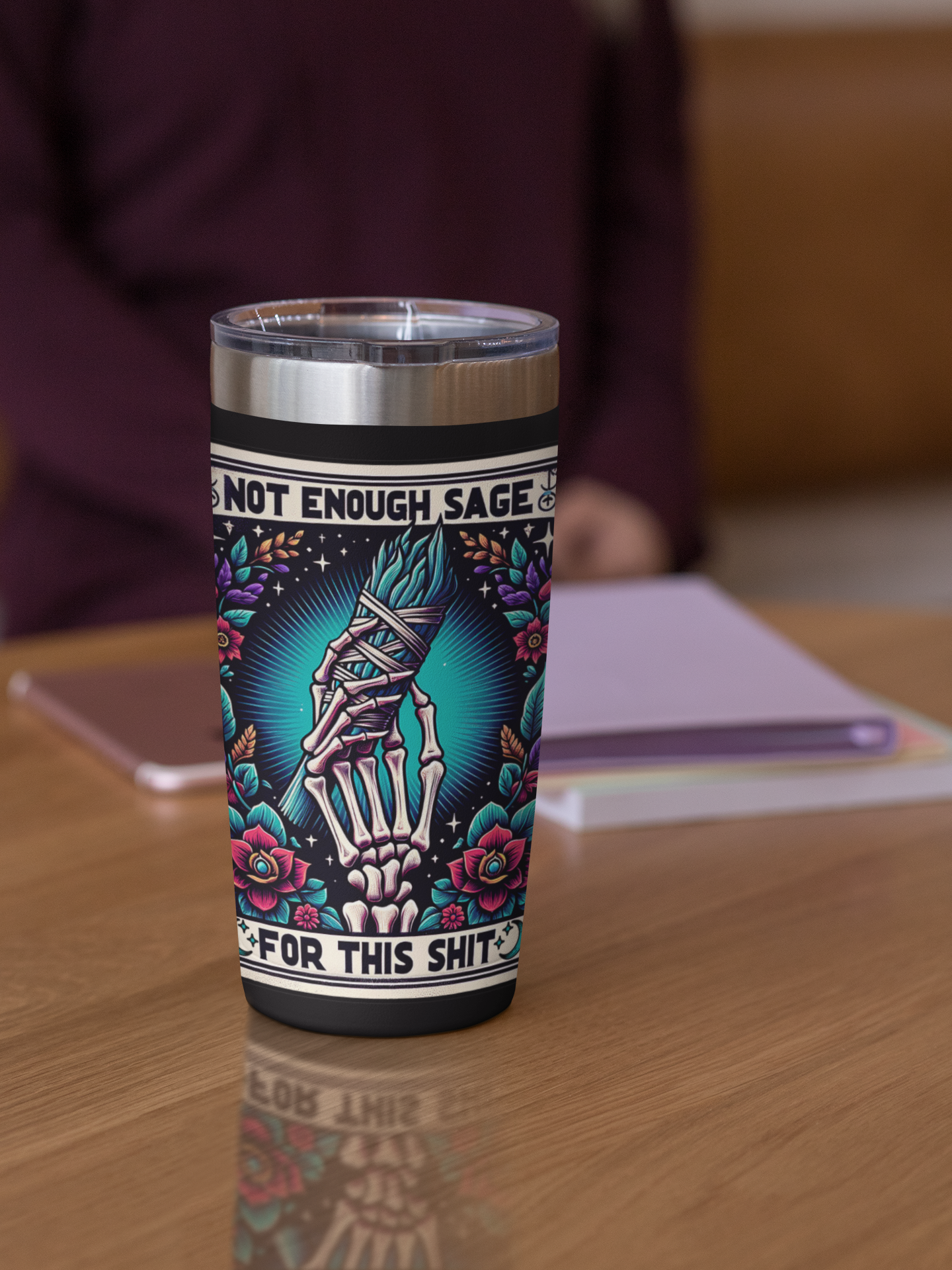 Not Enough Sage For This Shit Tarot Card Tumbler, Occult tarot card tumbler, The Sage Lover Tarot tumbler, tarot card tumbler