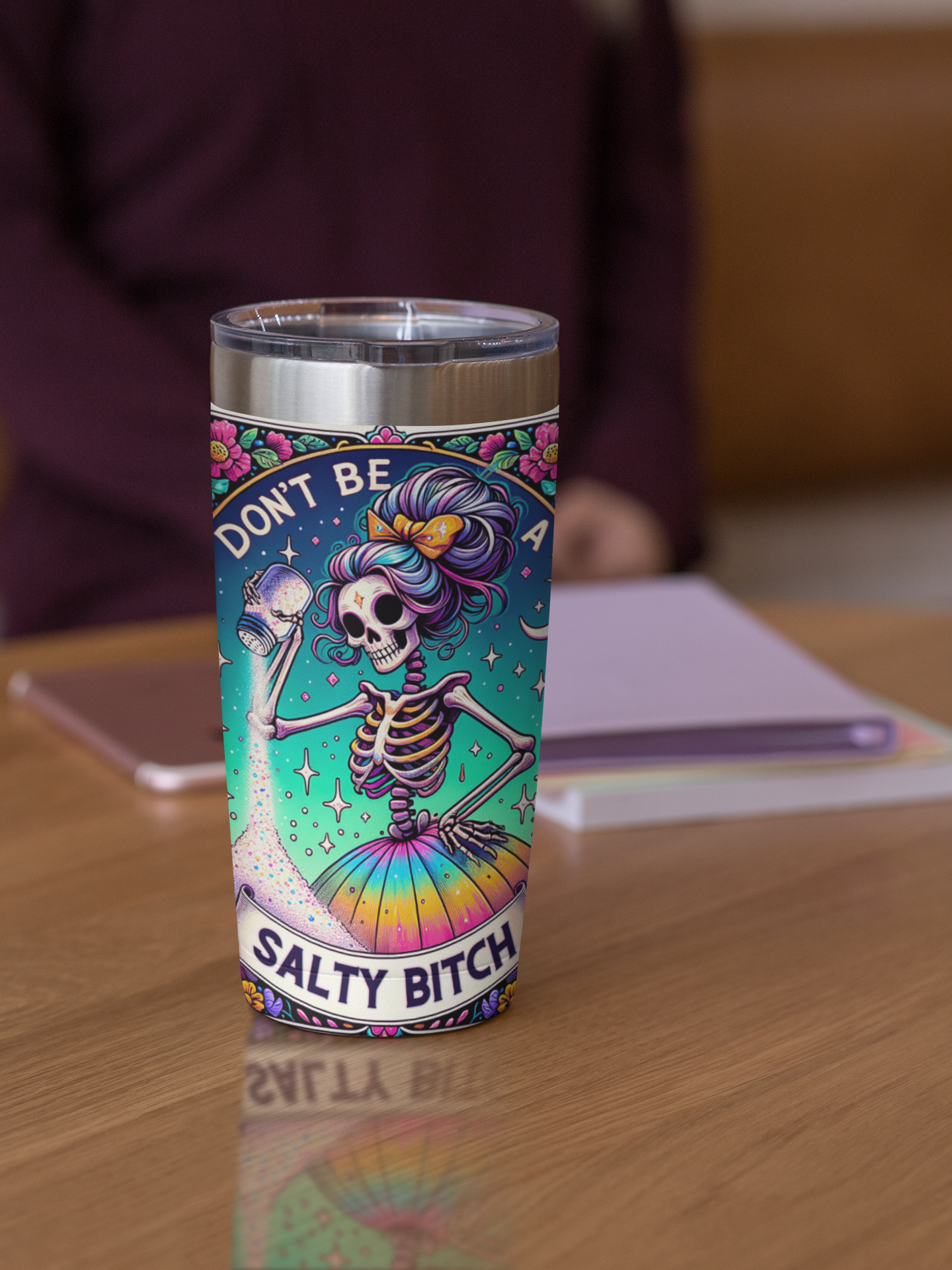 Don't Be A Salty Bitch Tarot Card Tumbler, Occult tarot card tumbler, The Salty Bitch Tarot tumbler,  tarot card tumbler