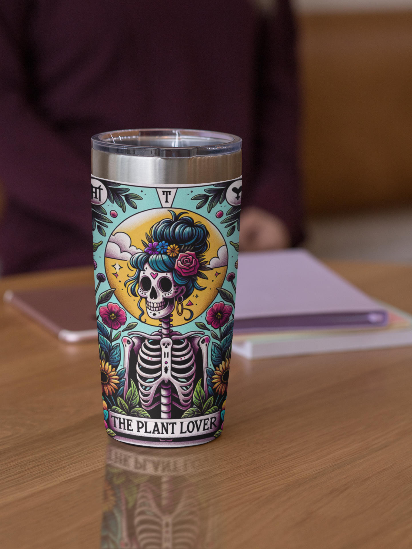 The Plant Lover Tarot Card Tumbler, Occult tarot card tumbler, The Plant Lover Tarot tumbler, coffee  tarot card tumbler