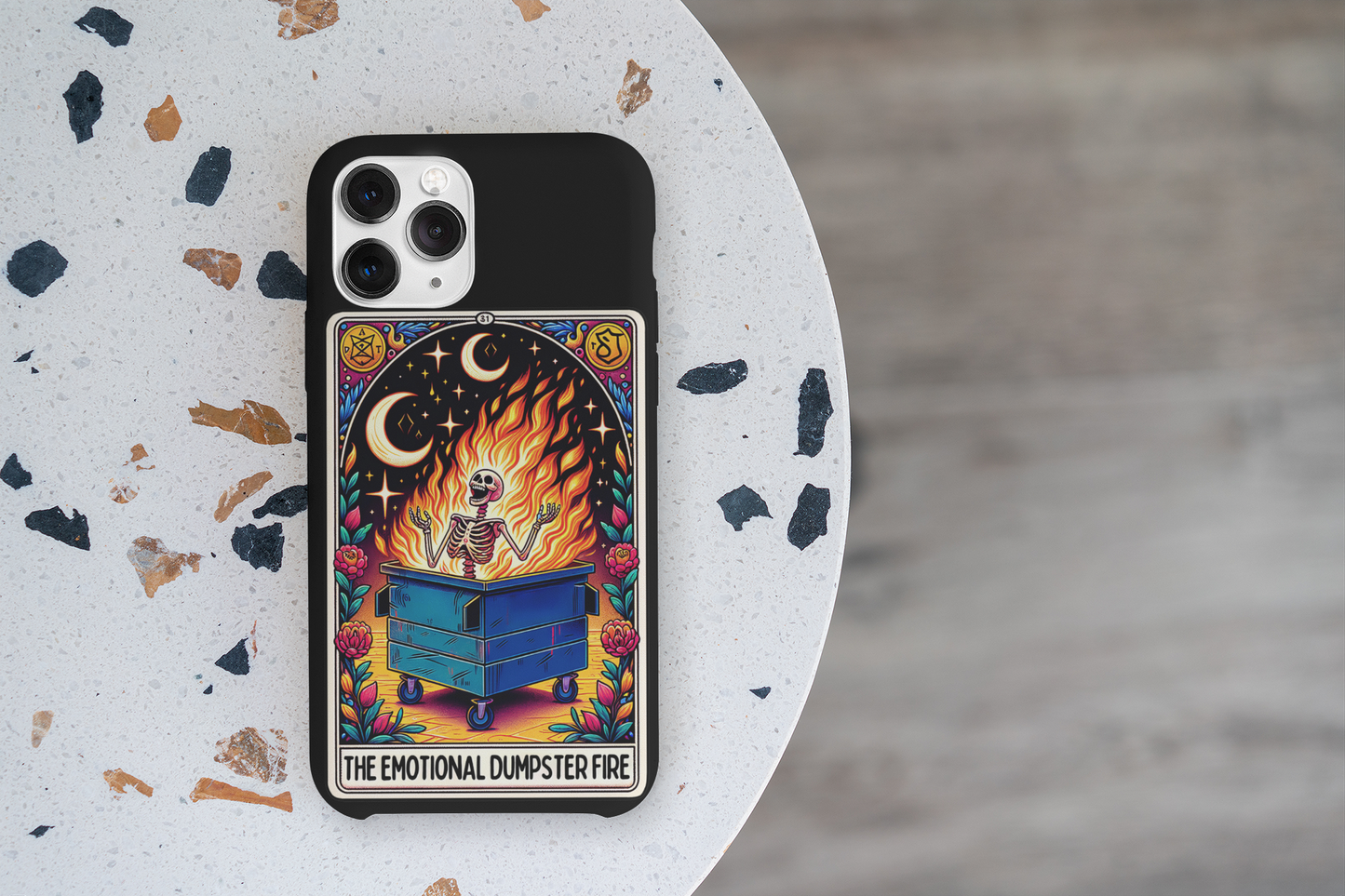 The Emotional Dumpster Fire Tarot Card Phone Case, Celestial Phone Case, Tarot Card Phone Case for iPhone, Samsung, Google Pixel