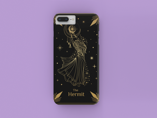 Tarot-Inspired Phone Case – The Hermit Design, Magical Astrology Vibe, The Hermit Tarot Card Phone Case, Samsung and iPhone Celestial Case